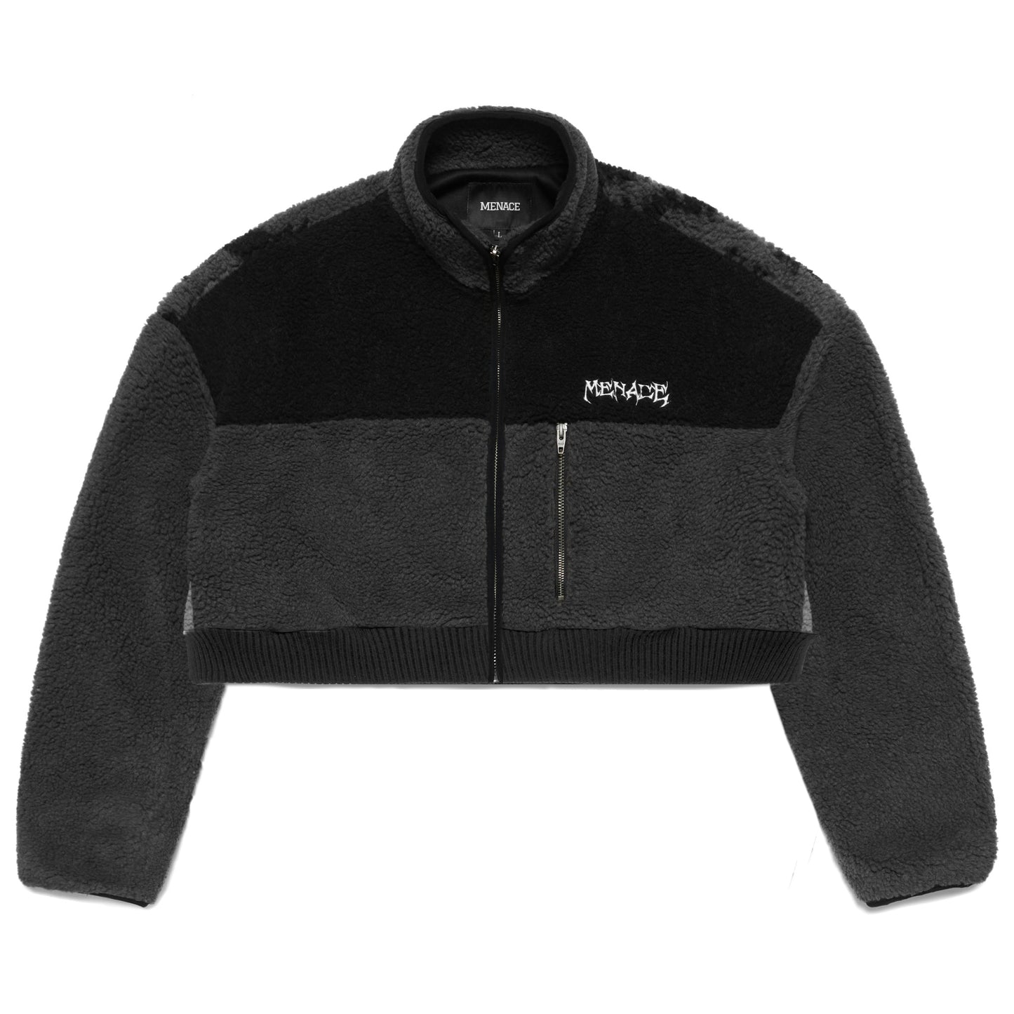 BLACK TIGER SHERPA FLEECE CROPPED JACKET