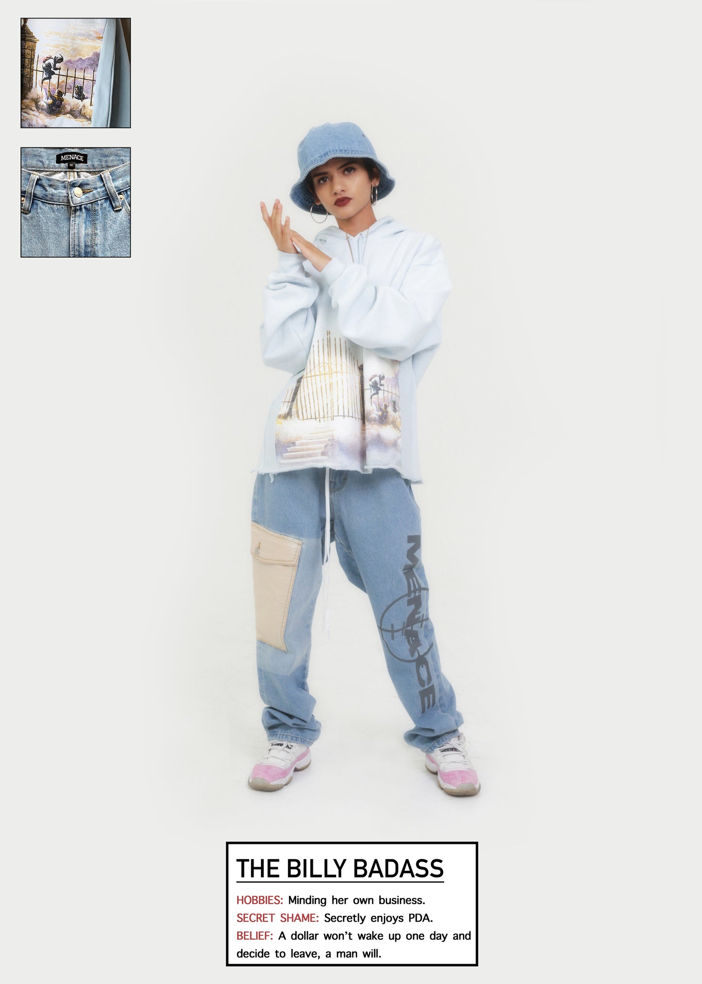 TARGET LOGO CARGO POCKET DENIM PANTS by MENACE