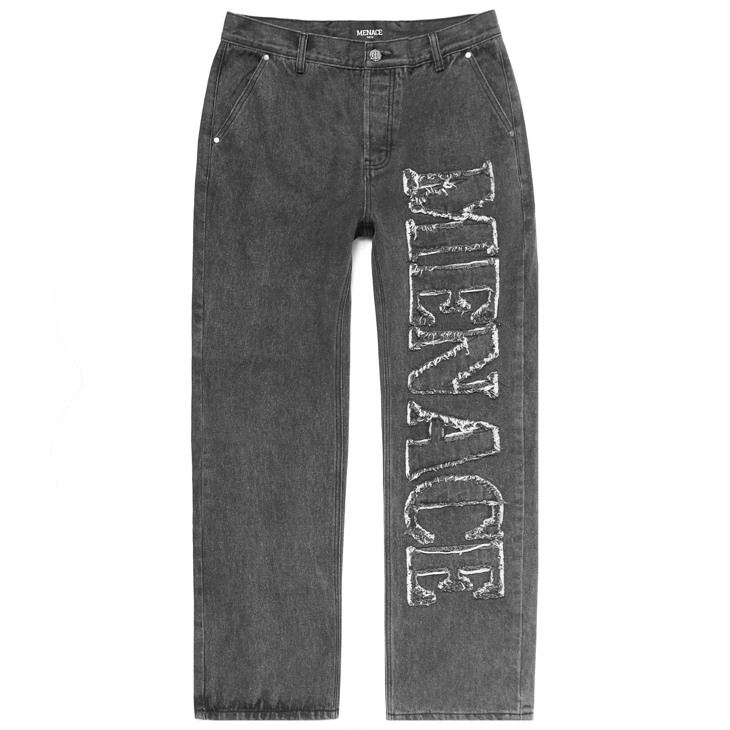 DISTRESSED STENCIL DENIM PANTS