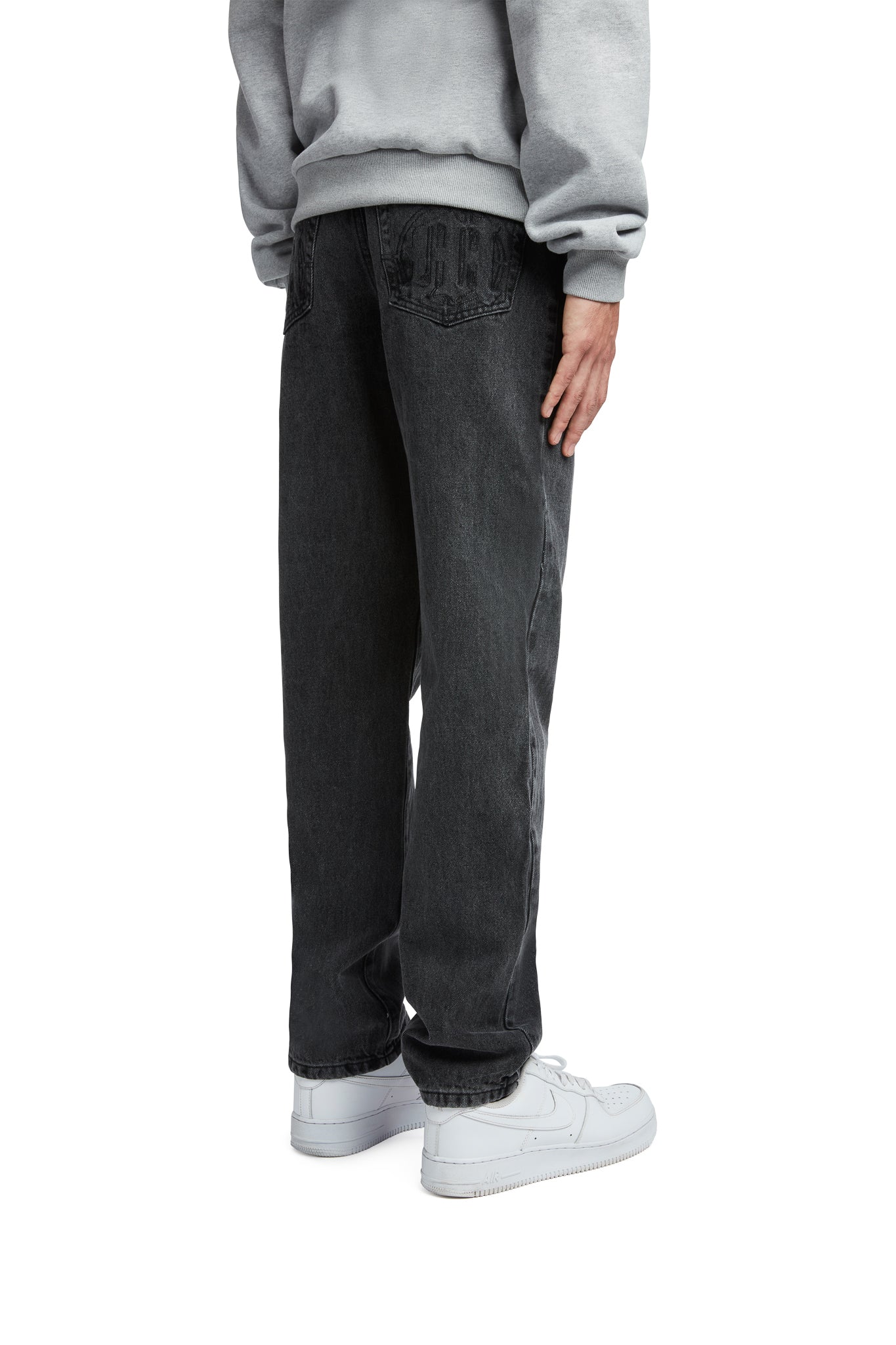 EMBOSSED TARGET LOGO DENIM PANTS by MENACE