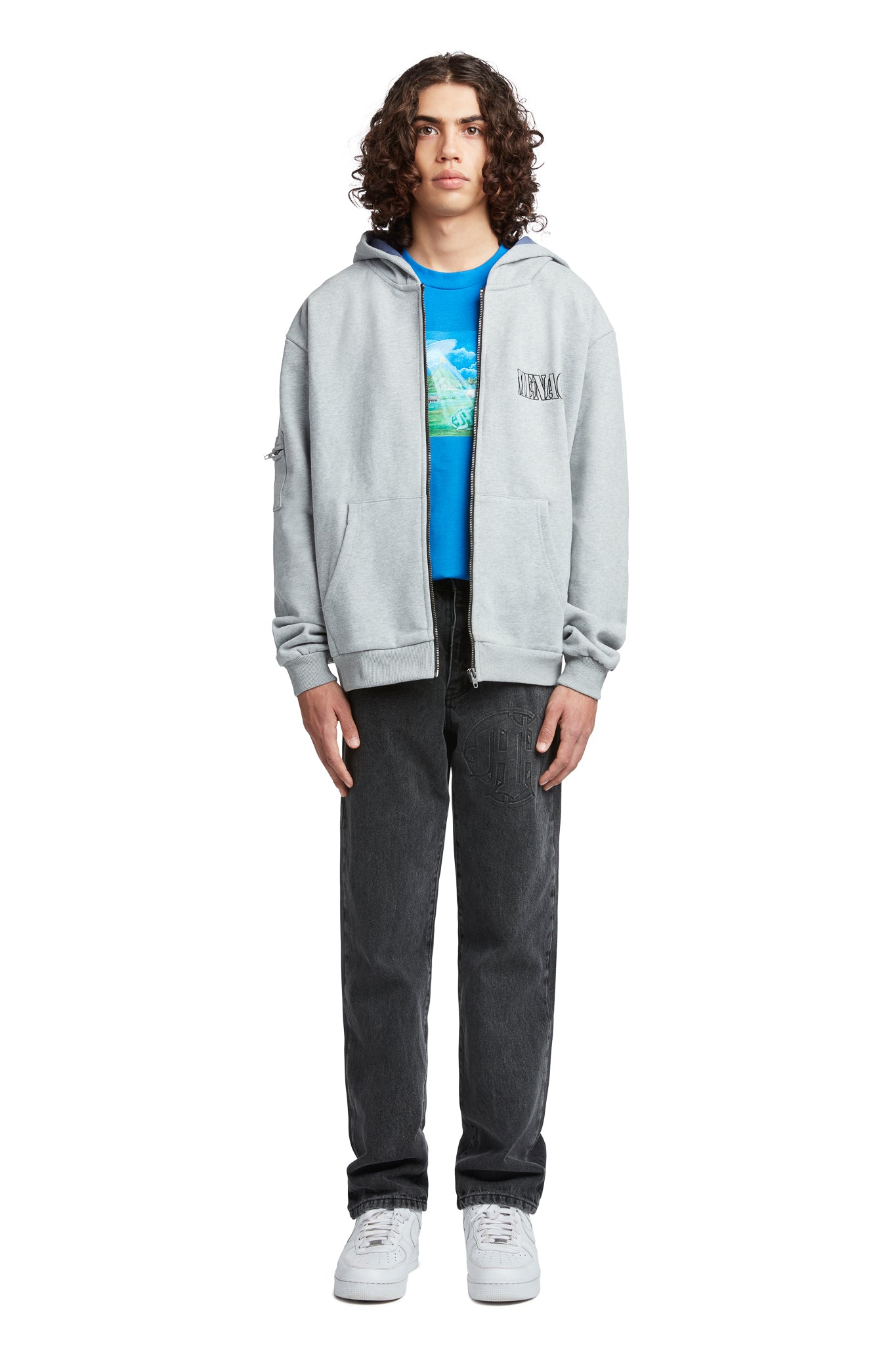 EMBOSSED TARGET LOGO DENIM PANTS by MENACE