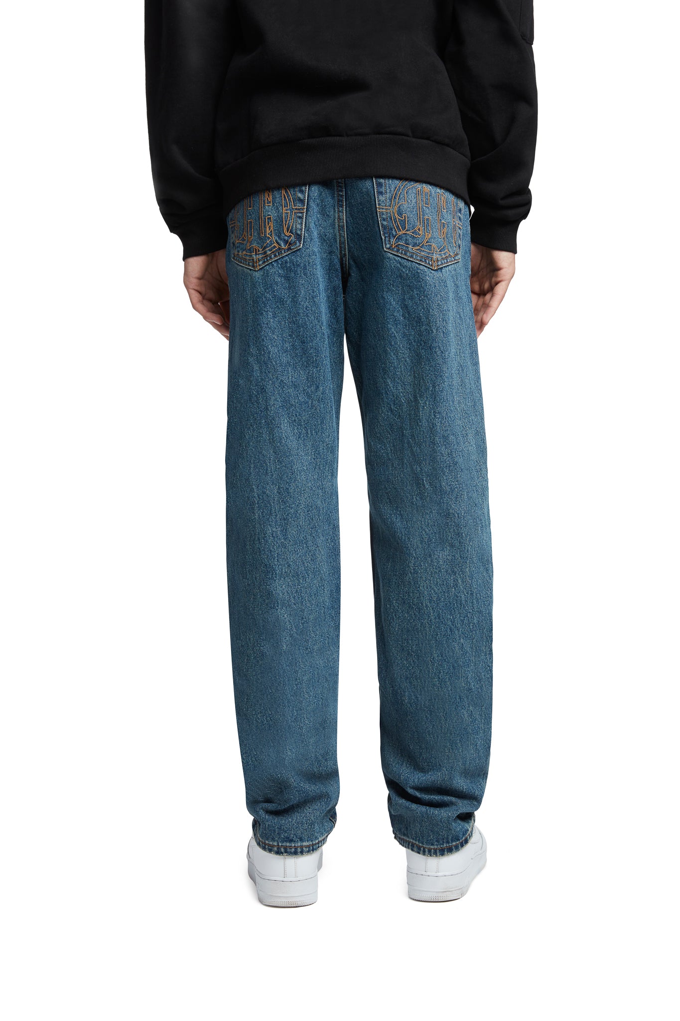 DISTRESSED STENCIL DENIM PANTS by MENACE