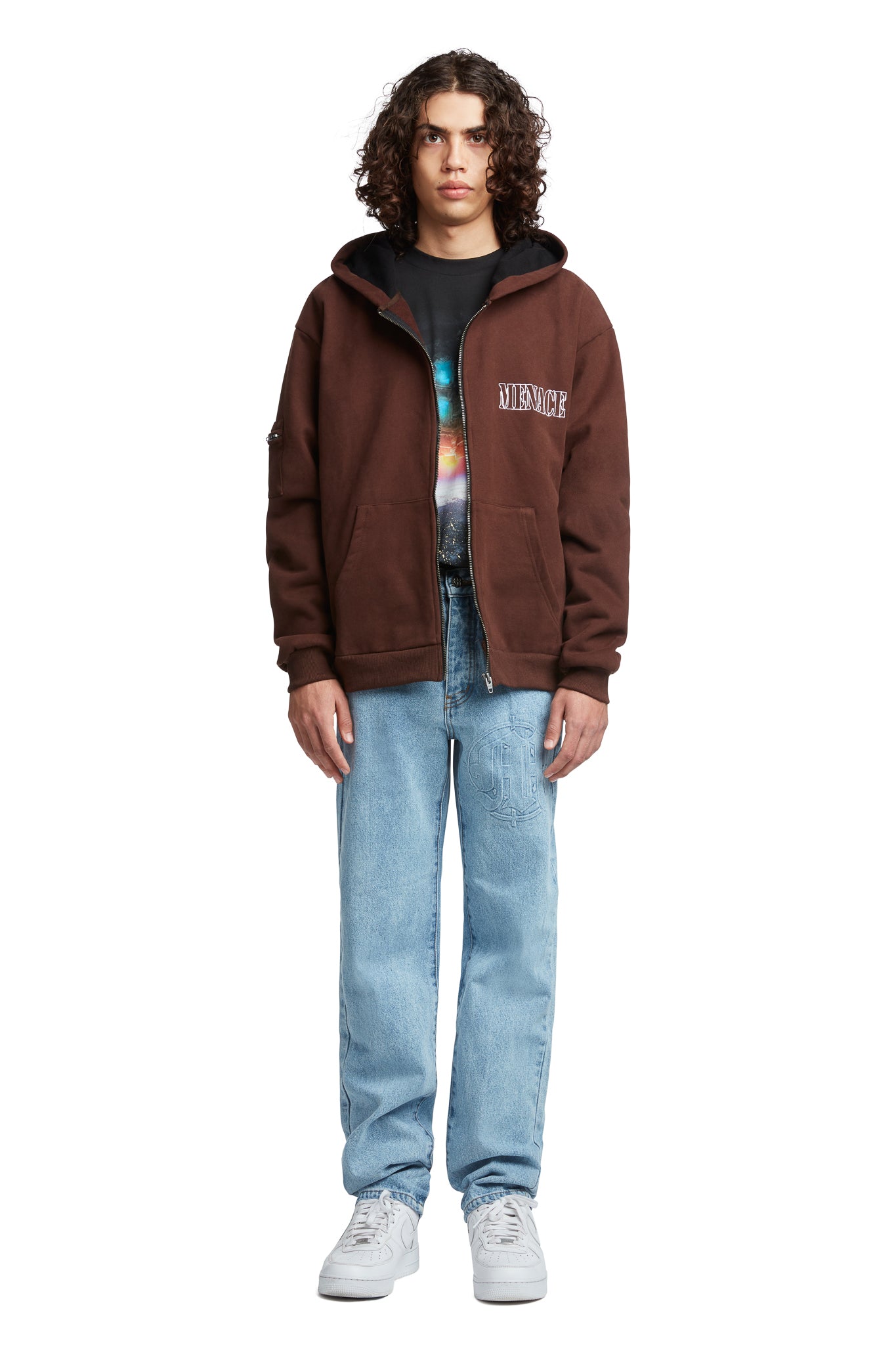 EMBOSSED TARGET LOGO DENIM PANTS by MENACE