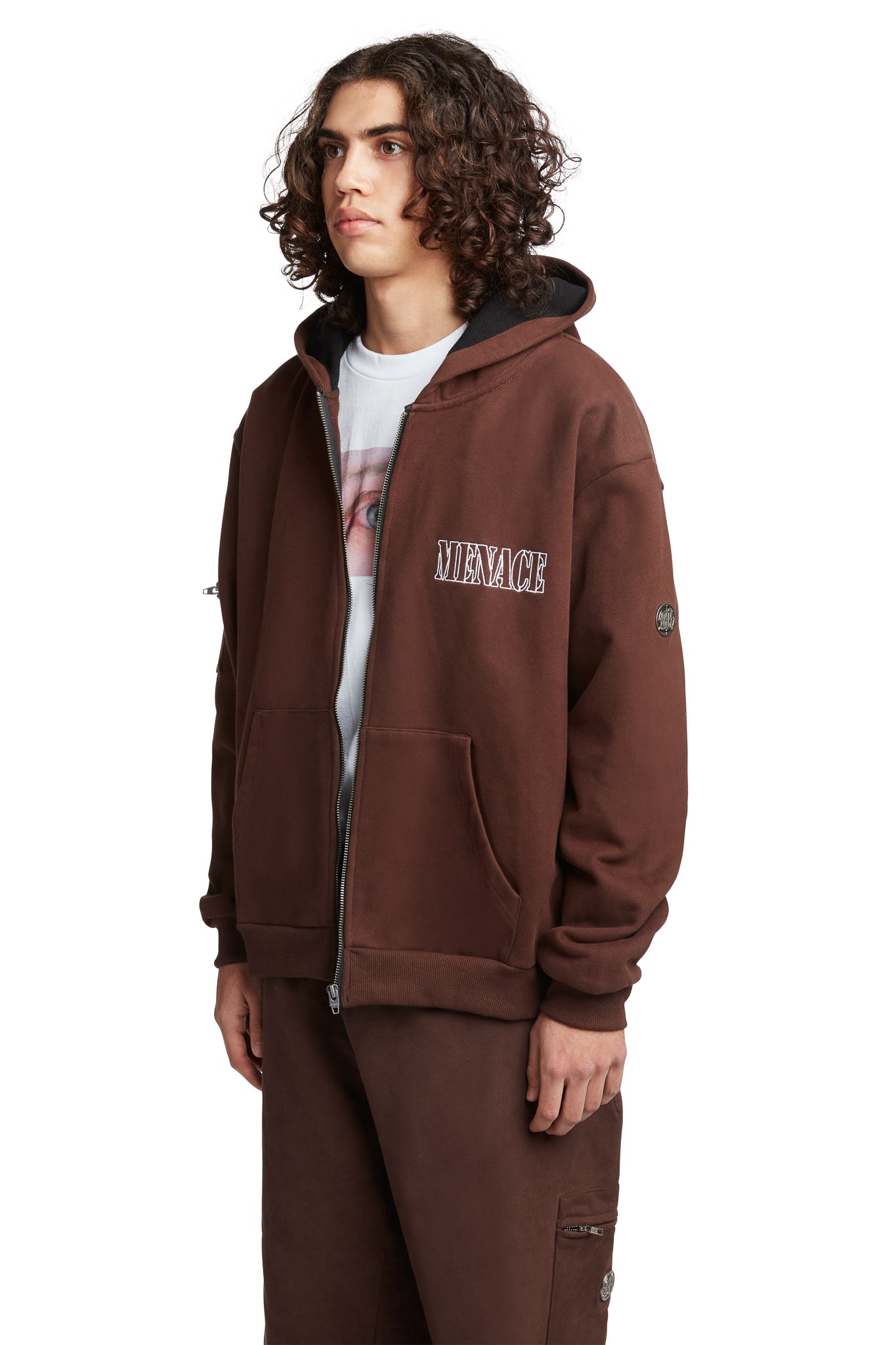 EMBROIDERED LOGO ZIP-UP HOODIE by MENACE