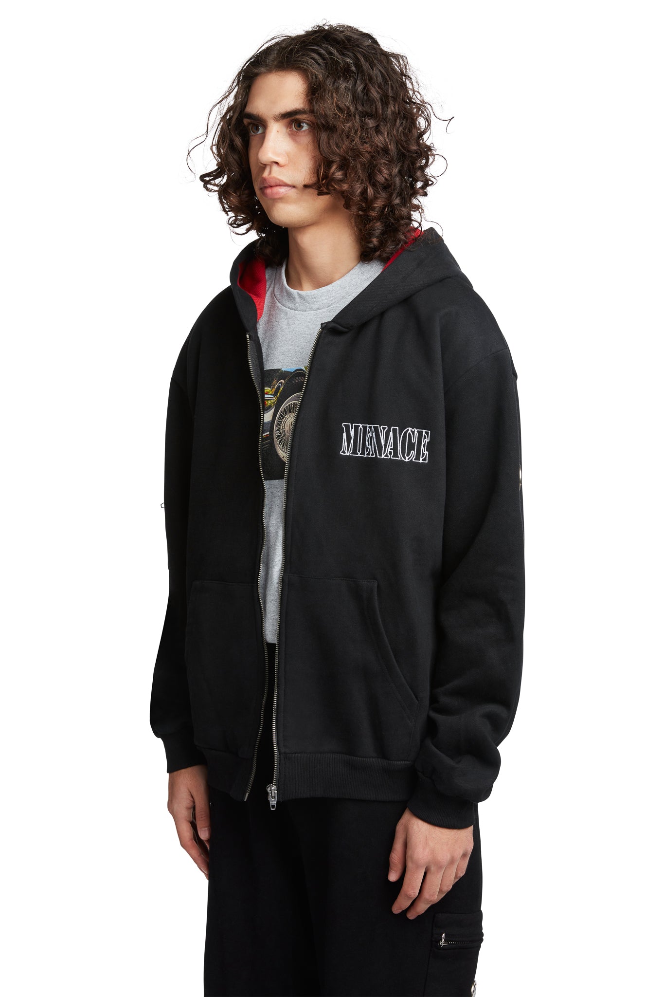EMBROIDERED LOGO ZIP-UP HOODIE by MENACE