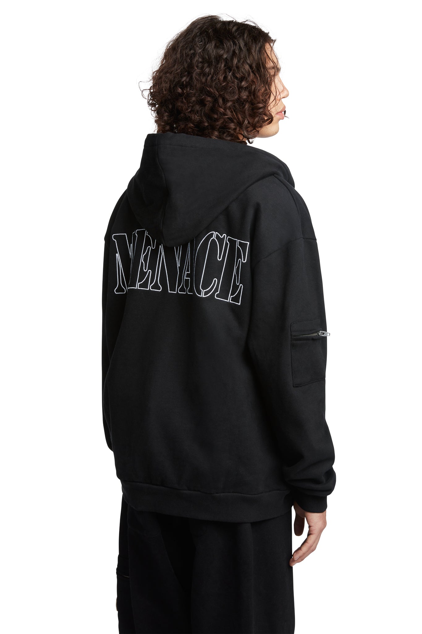 EMBROIDERED LOGO ZIP-UP HOODIE by MENACE