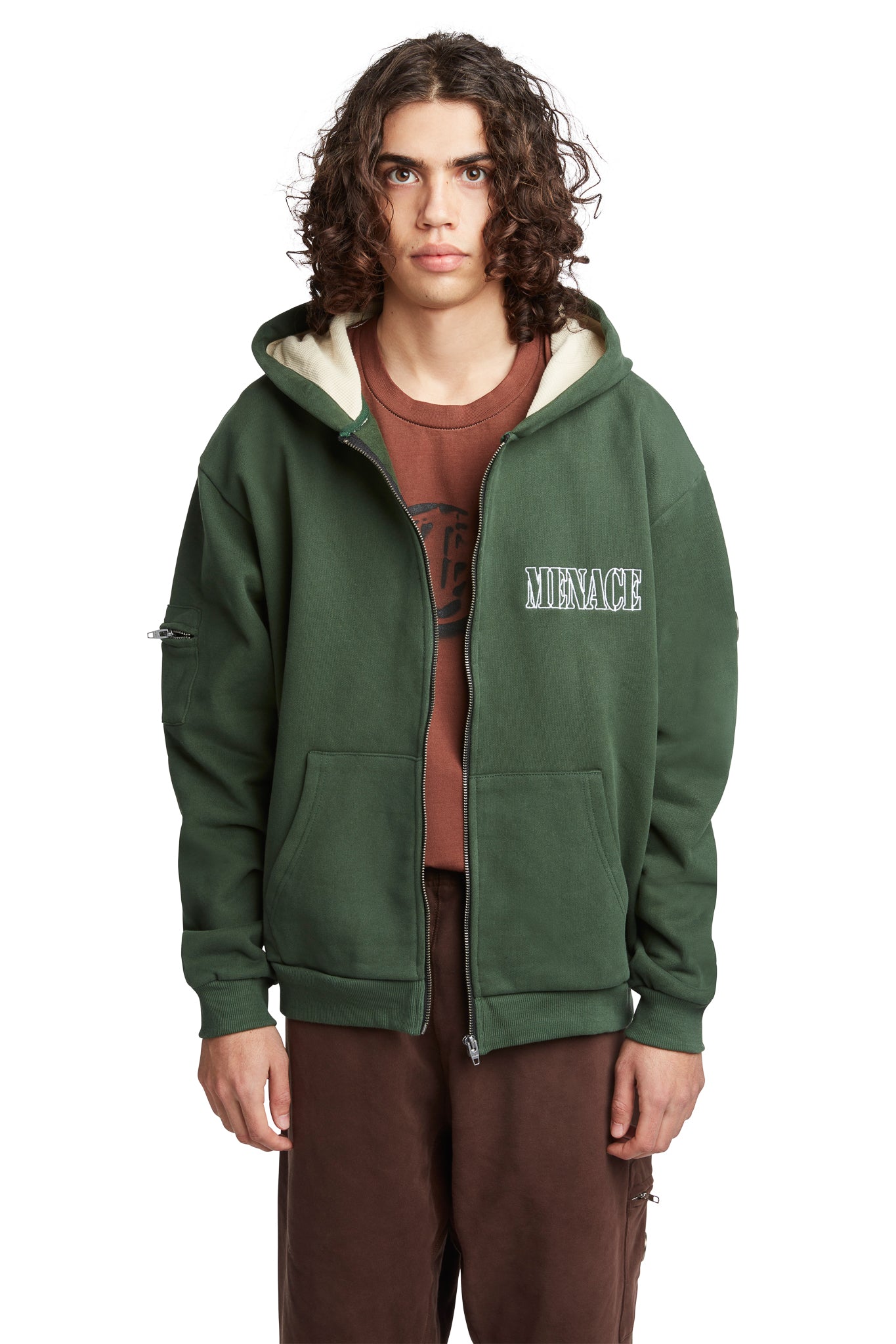 EMBROIDERED LOGO ZIP-UP HOODIE by MENACE