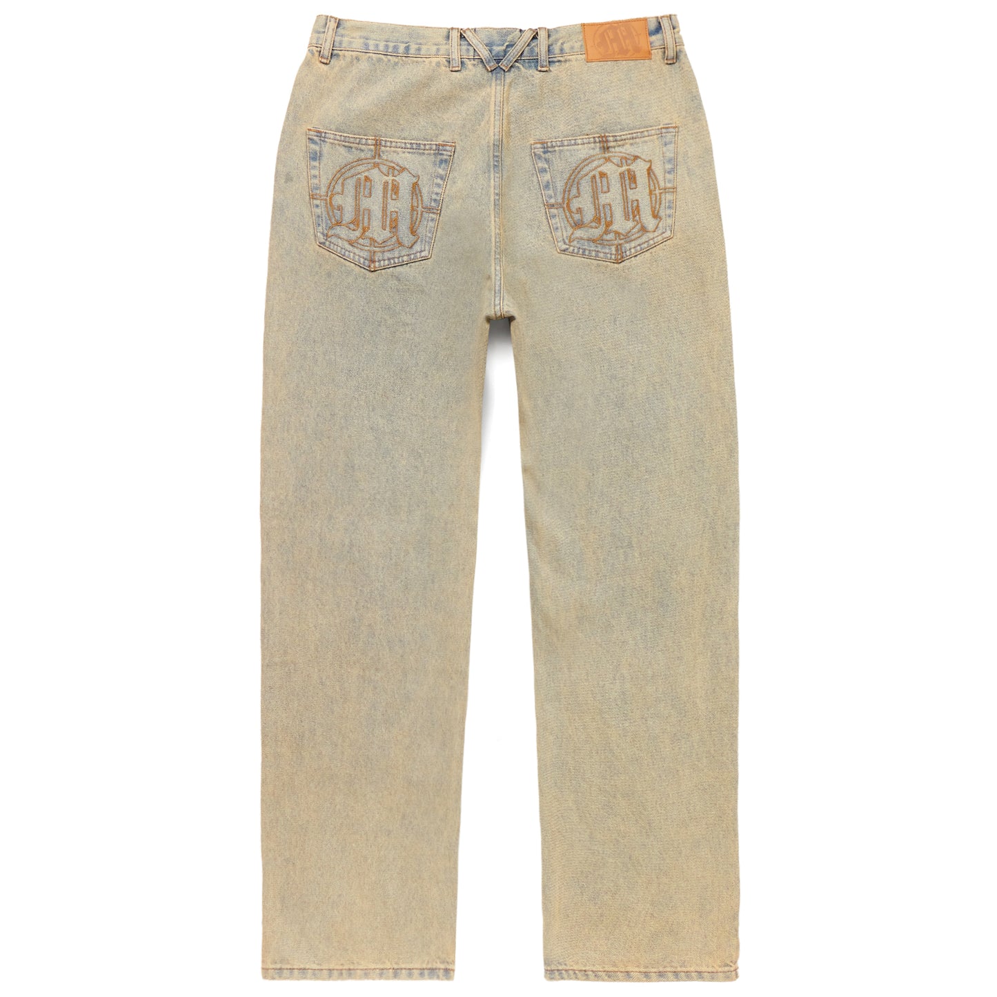 DISTRESSED STENCIL DENIM PANTS