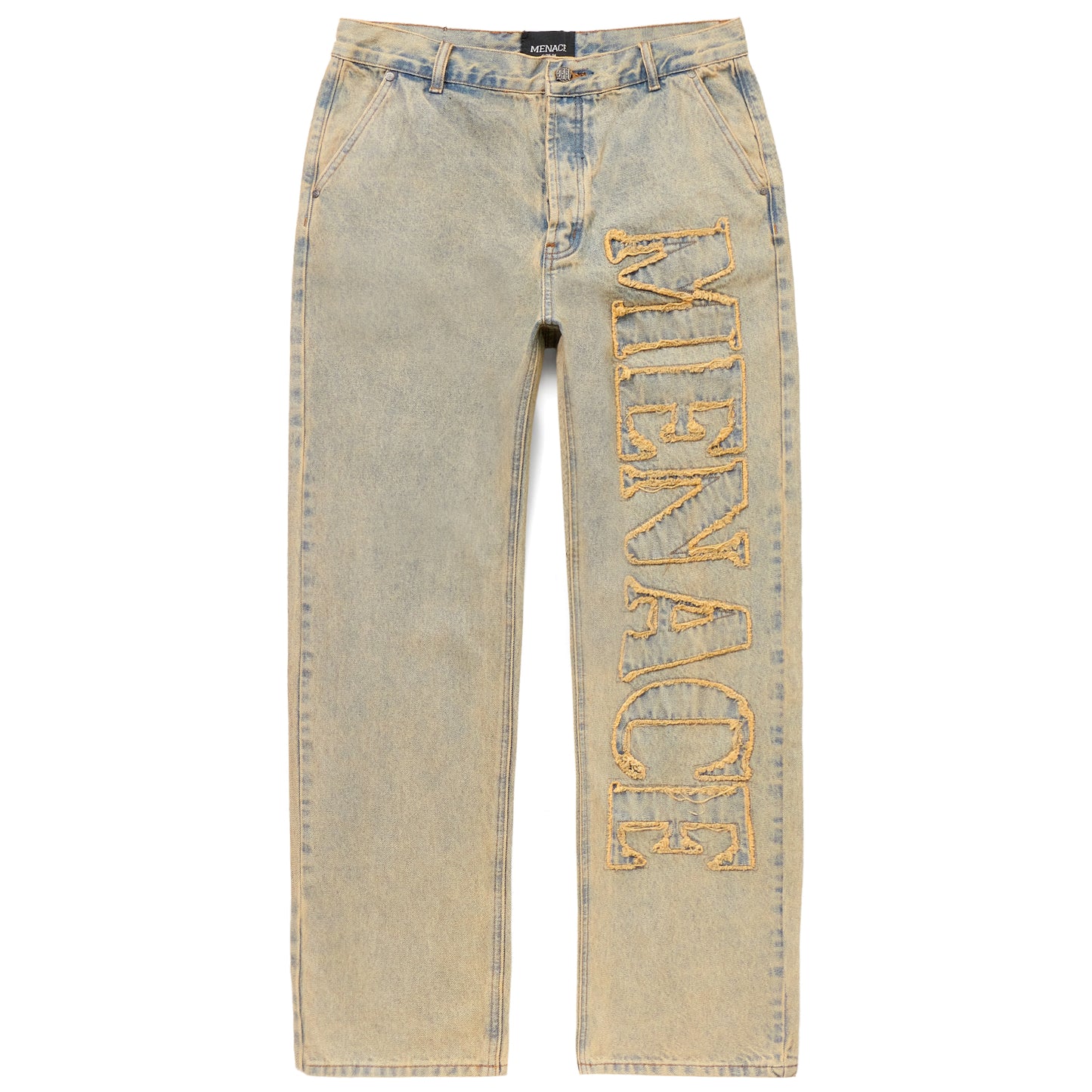 DISTRESSED STENCIL DENIM PANTS