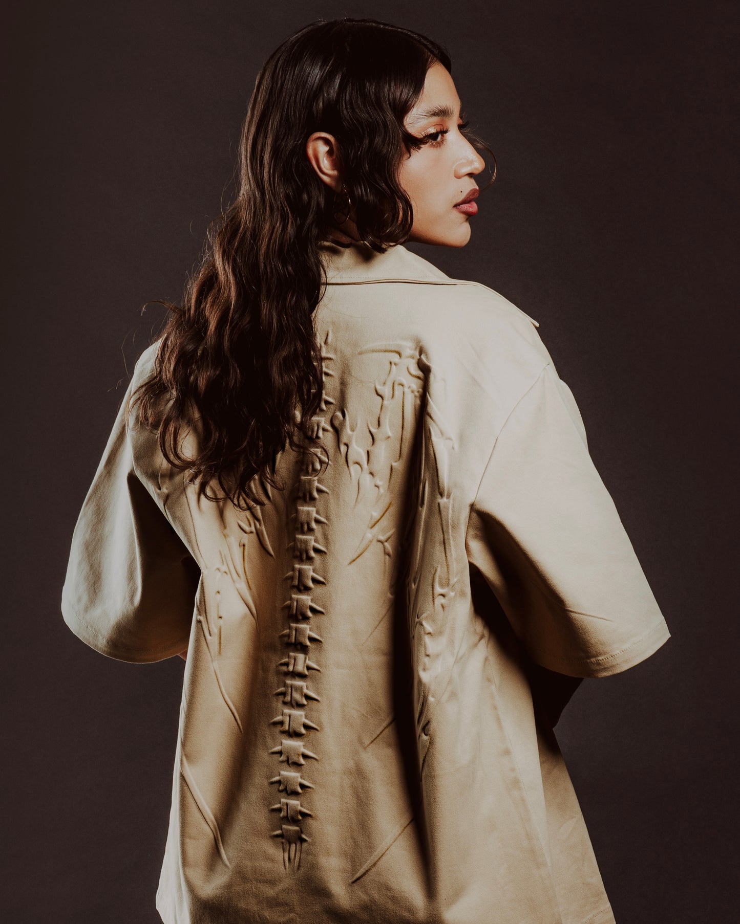 SKELETAL EMBOSSED BUTTON-UP