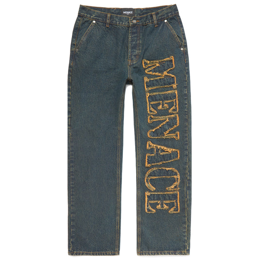 DISTRESSED STENCIL DENIM PANTS