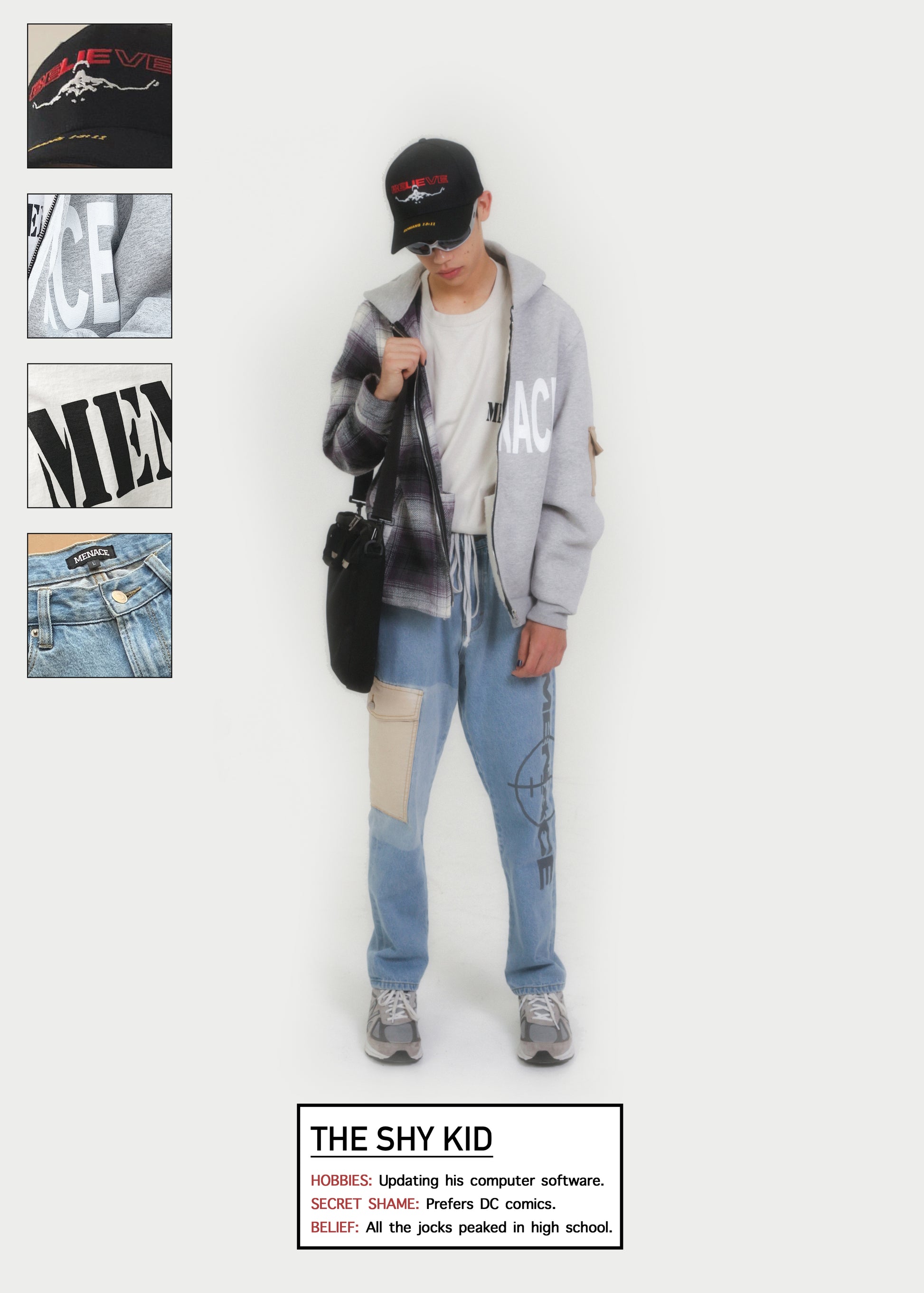 TARGET LOGO CARGO POCKET DENIM PANTS by MENACE