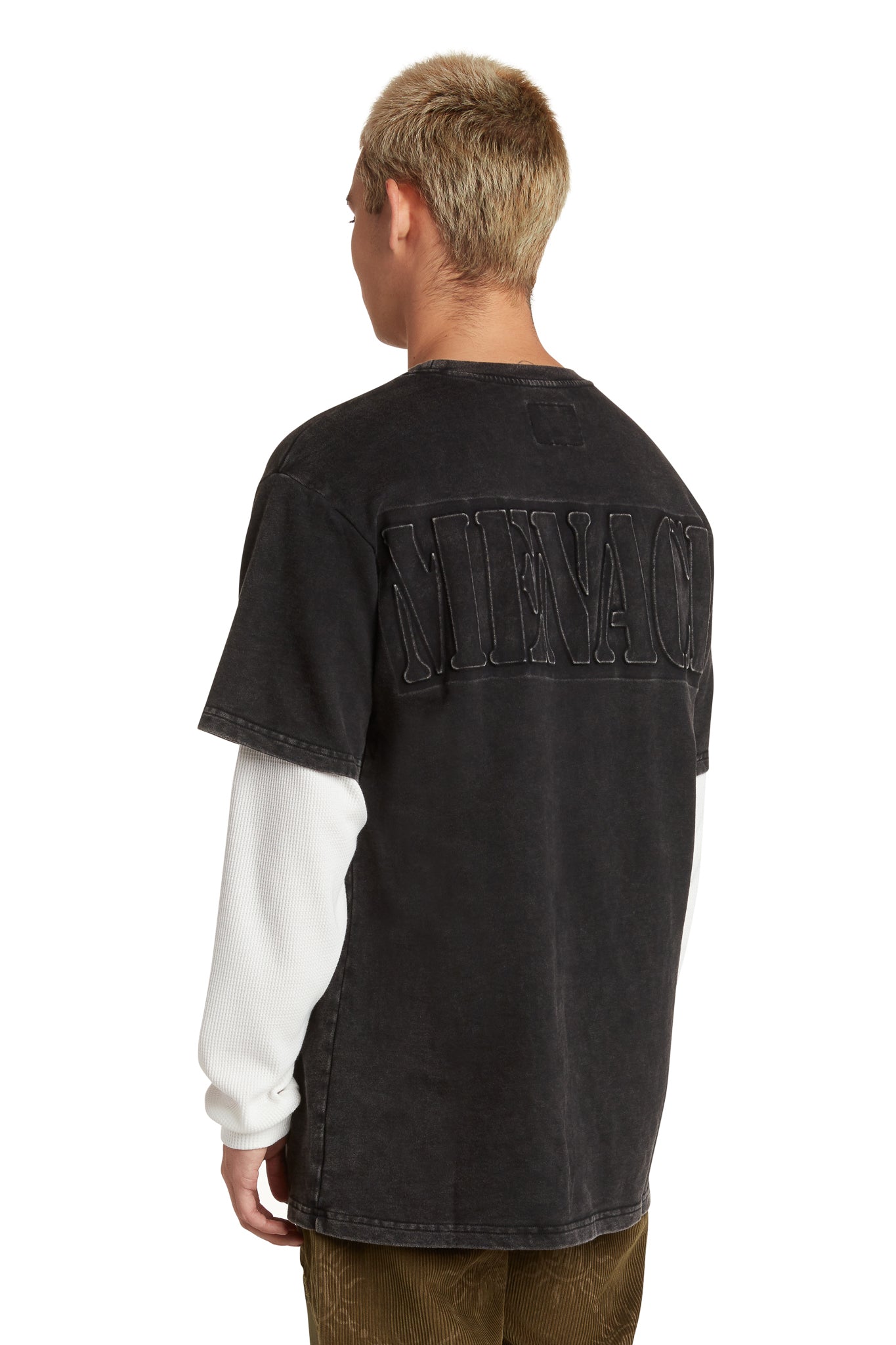 EMBOSSED LAYERED TERRY POCKET T-SHIRT