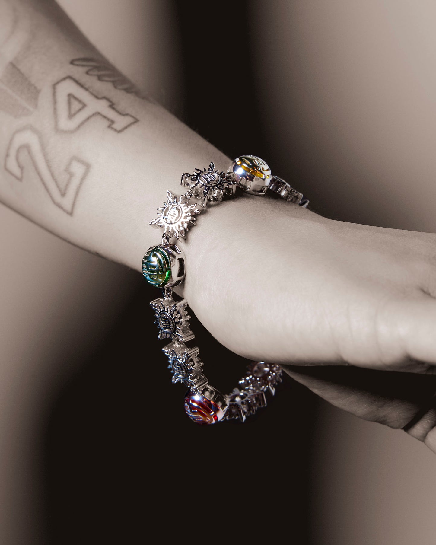 .925 SILVER MONOGRAM GEMSTONE BRACELET