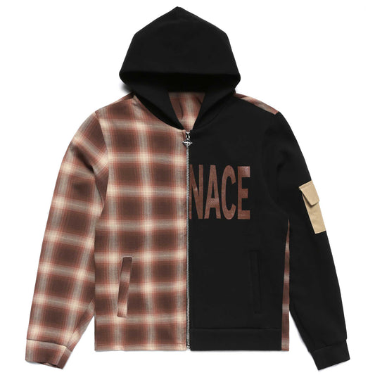 SPLIT PLAID FLEECE HOODIE by MENACE