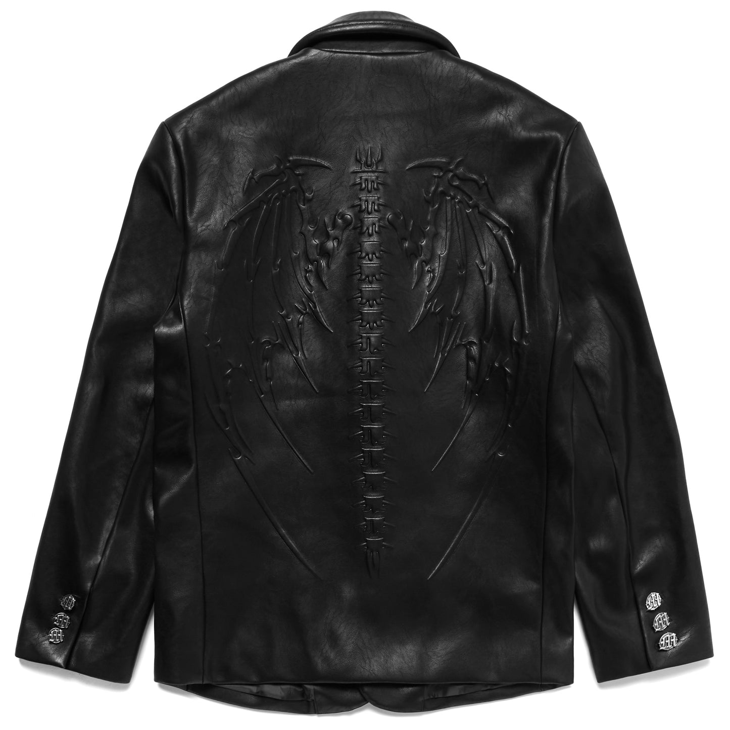 SKELETAL EMBOSSED LEATHER BLAZER