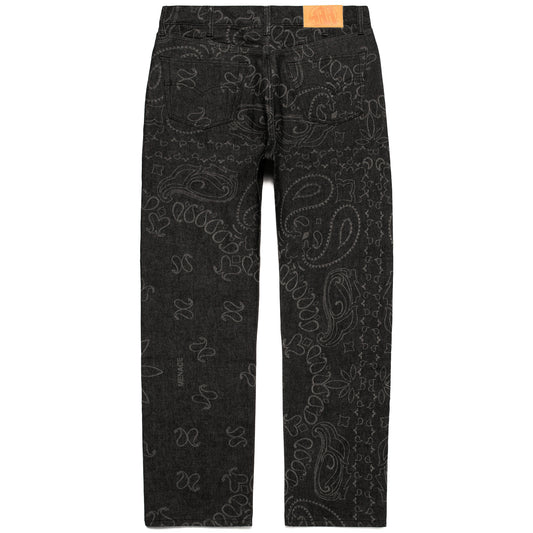 LASER ENGRAVED PAISLEY DENIM PANTS by MENACE