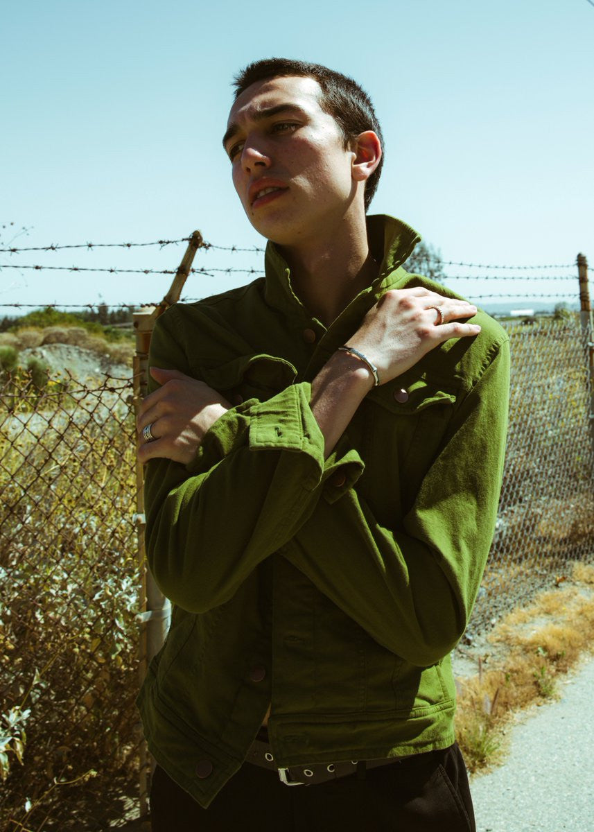 OVERSIZED STENCIL BRUSHED-TWILL JACKET by MENACE