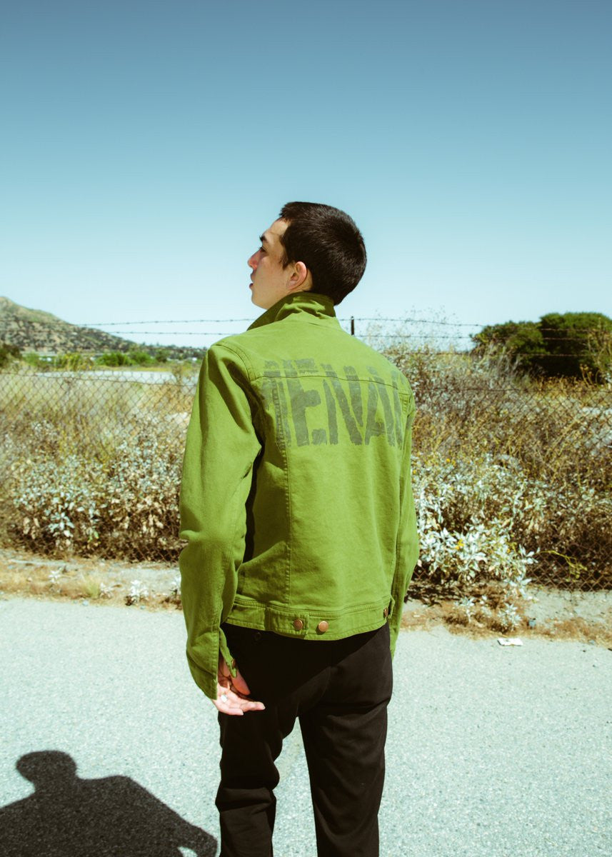 OVERSIZED STENCIL BRUSHED-TWILL JACKET by MENACE