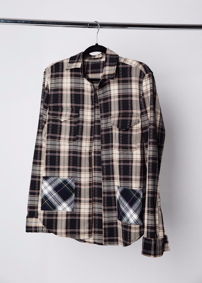 MULTI-PLAID FLANNEL BUTTON-UP by MENACE