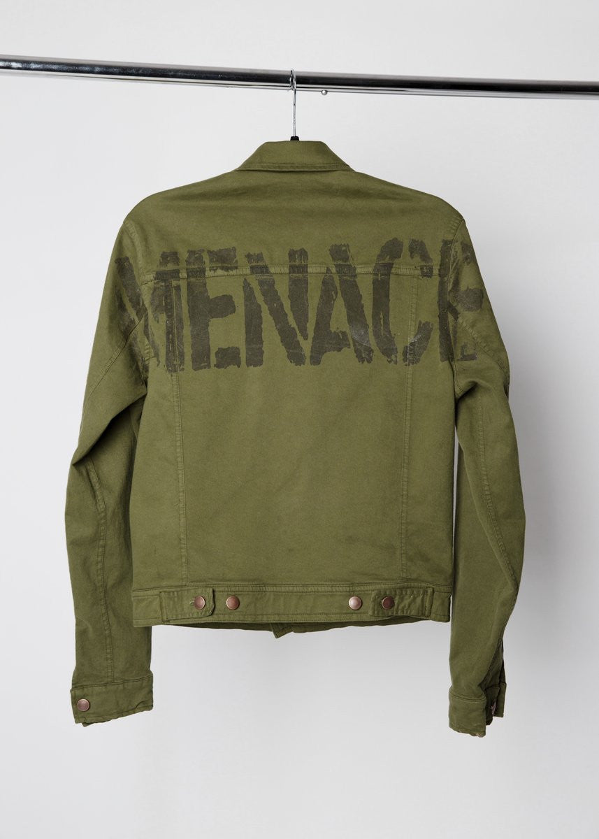 OVERSIZED STENCIL BRUSHED-TWILL JACKET by MENACE