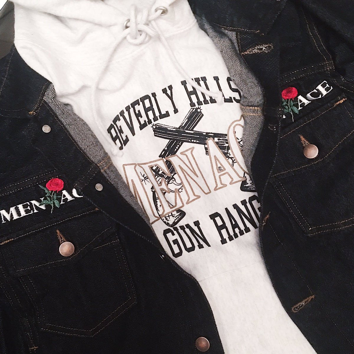 ROSES EMBROIDERED DENIM JACKET by MENACE