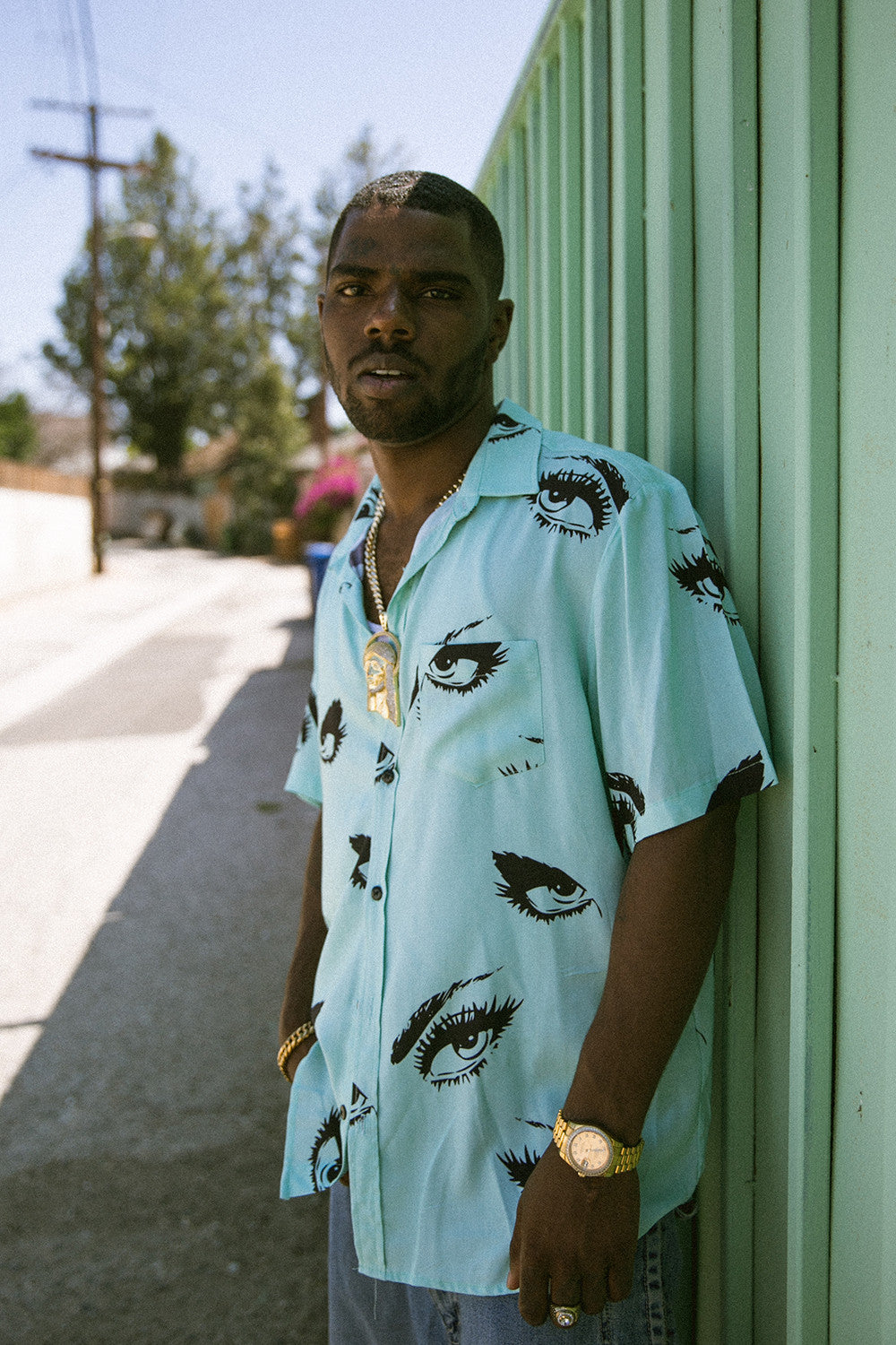 EYES BUTTON-UP SHIRT by MENACE