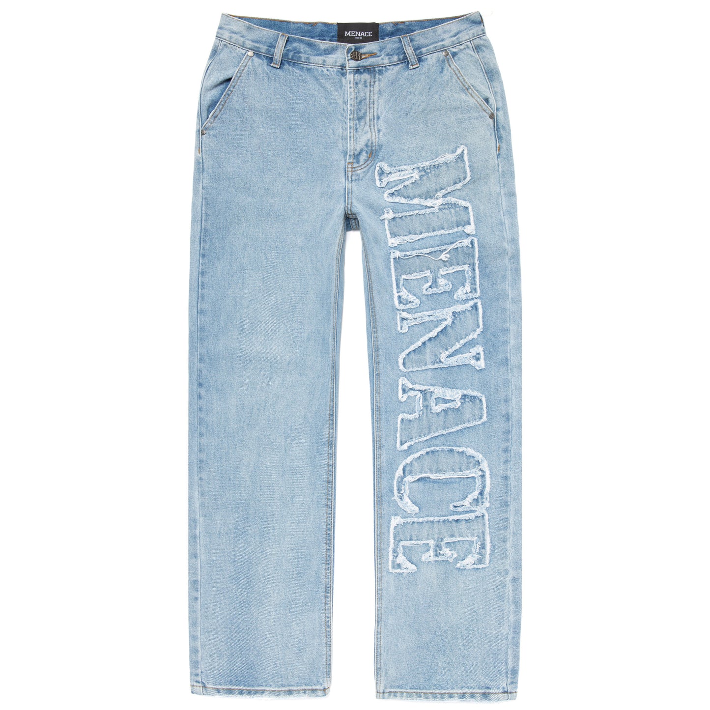 DISTRESSED STENCIL DENIM PANTS