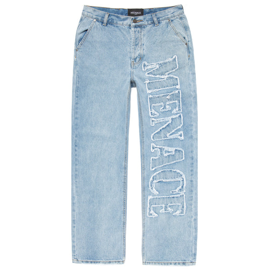 DISTRESSED STENCIL DENIM PANTS