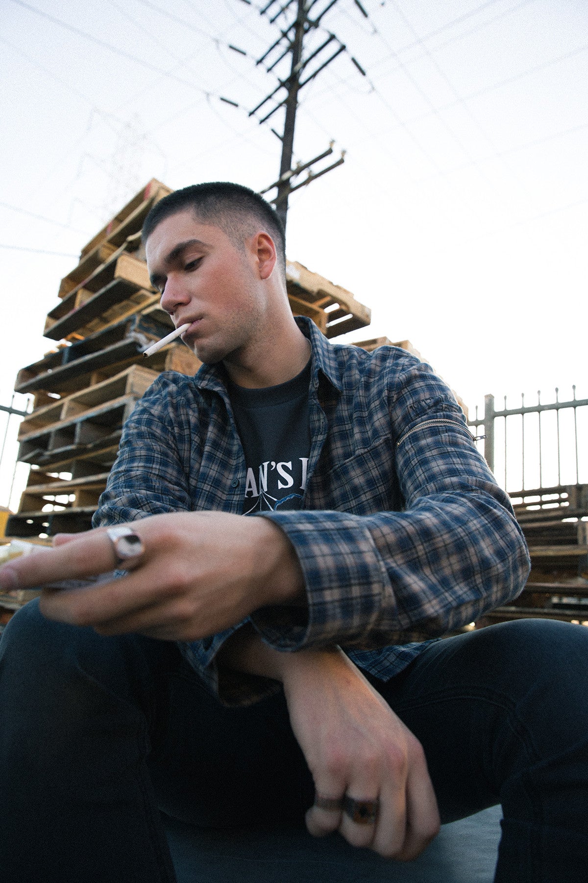 UTILITY FLANNEL BUTTON-UP SHIRT by MENACE