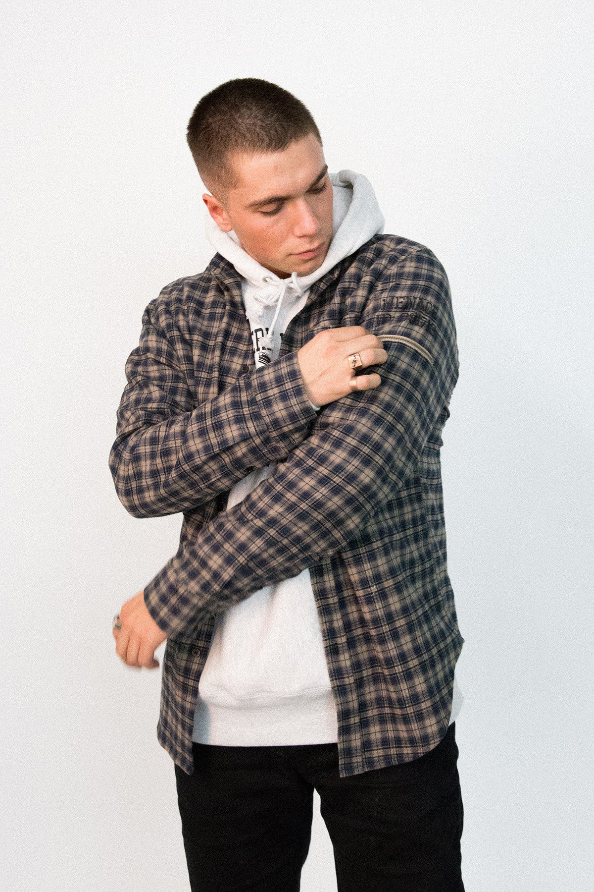 UTILITY FLANNEL BUTTON-UP SHIRT by MENACE