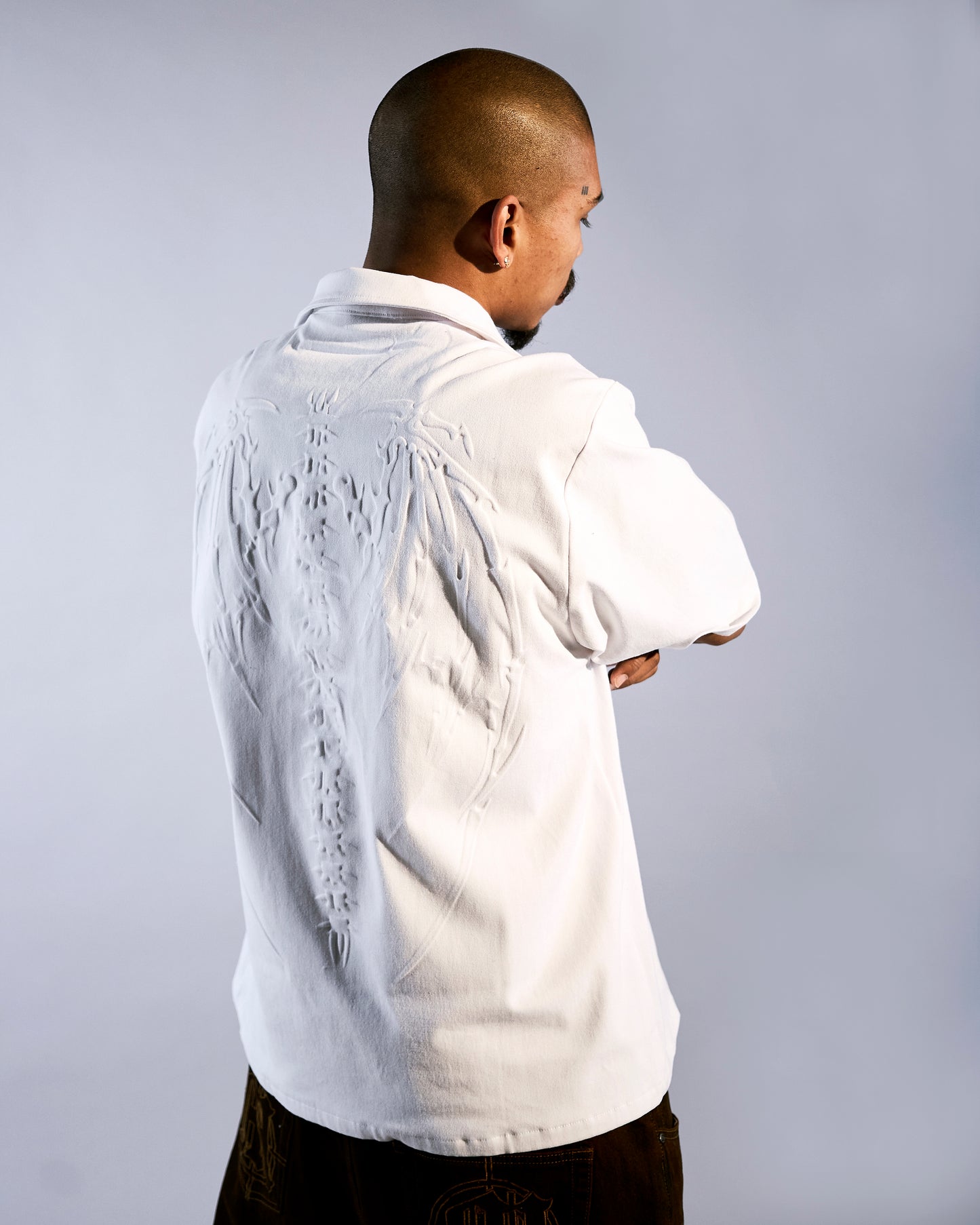 SKELETAL EMBOSSED BUTTON-UP