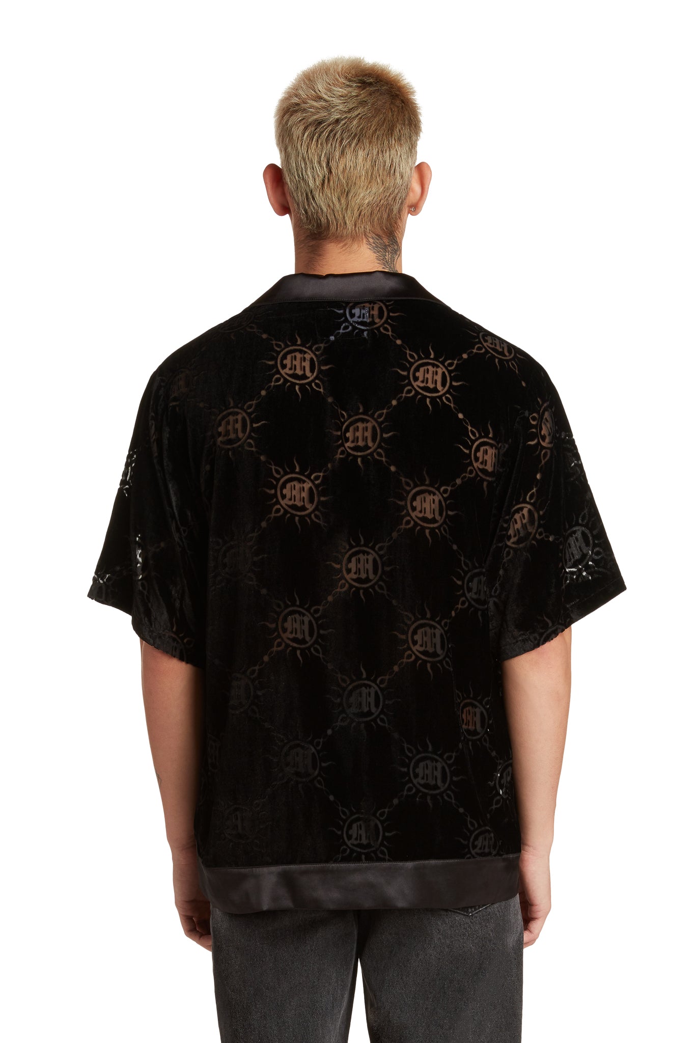 BURNOUT-MONOGRAMM-BUTTON-UP AUS VELOURS