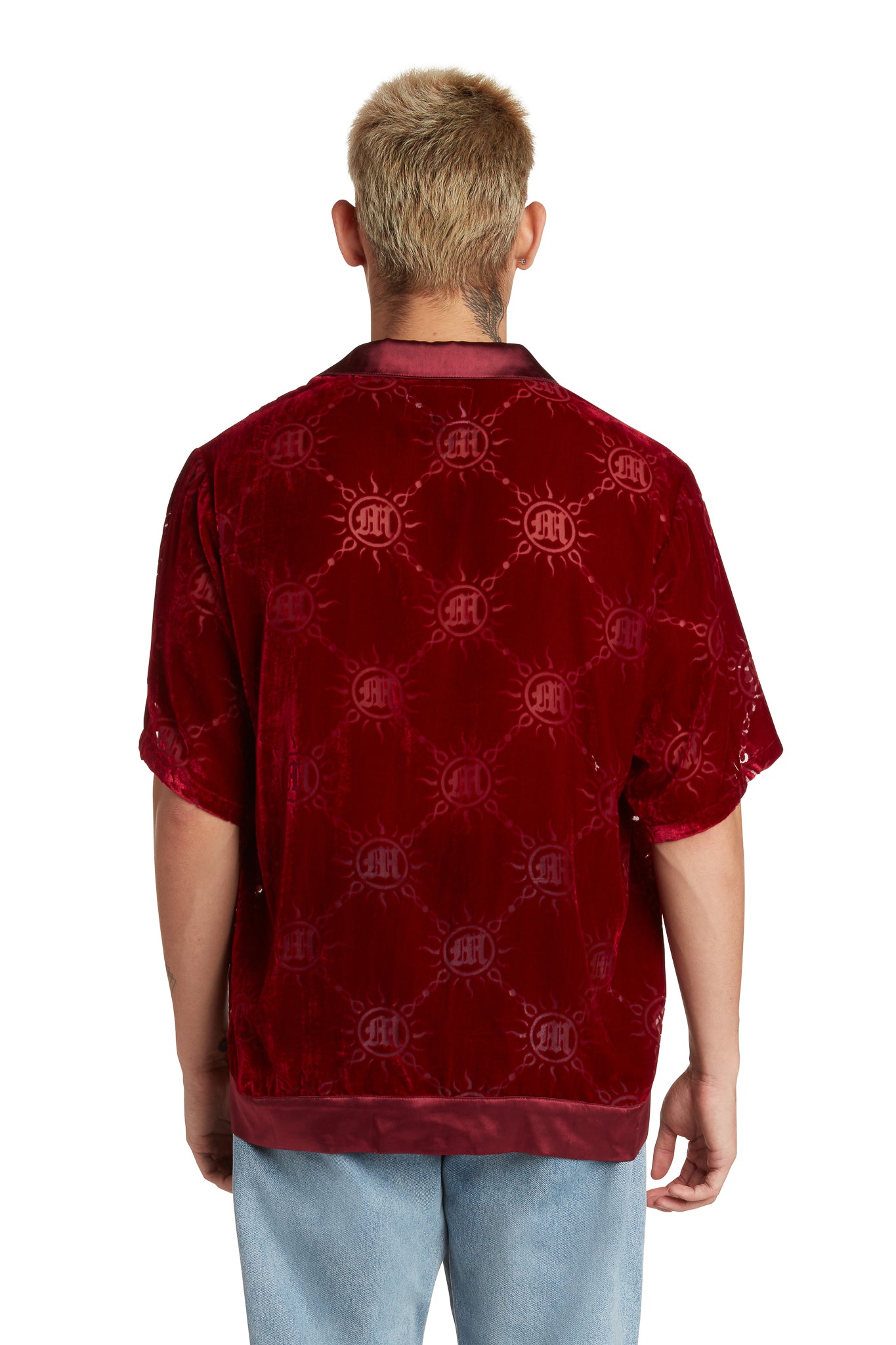 VELOUR BURNOUT MONOGRAM BUTTON-UP