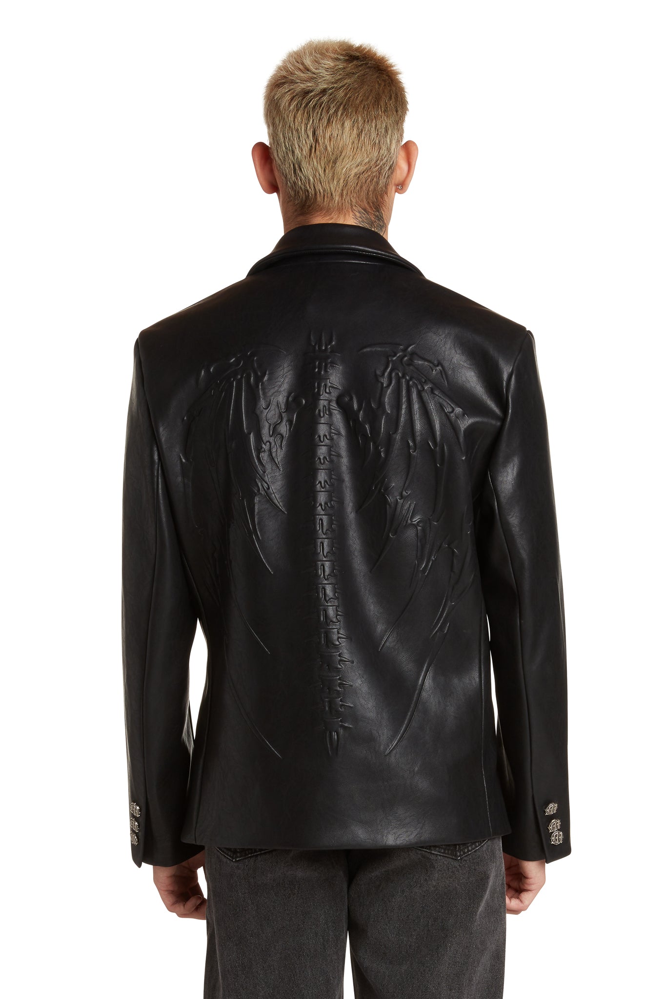 SKELETAL EMBOSSED LEATHER BLAZER