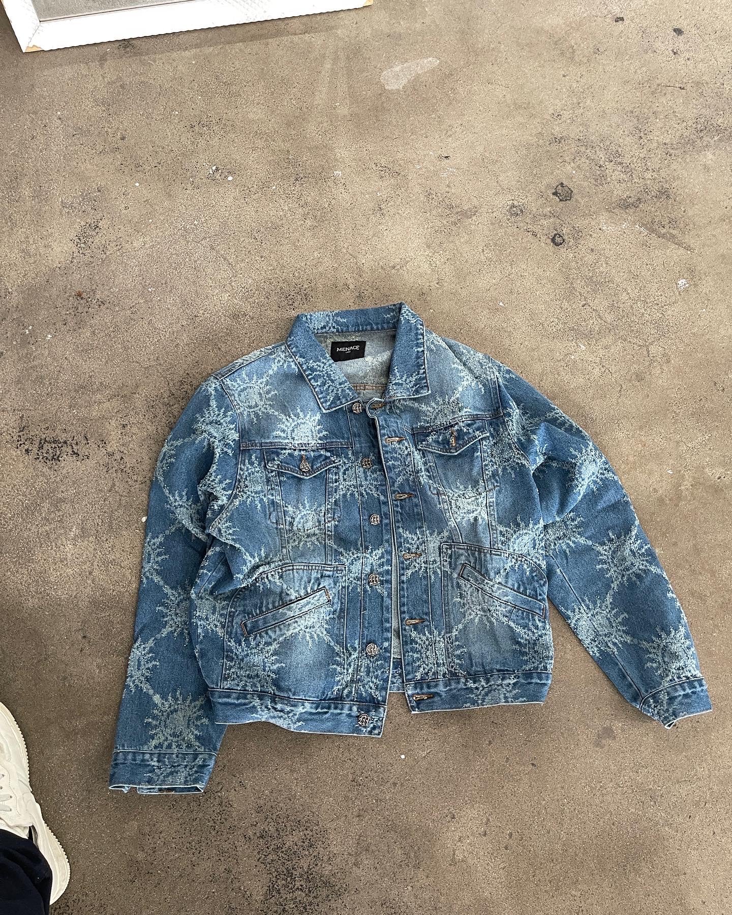 DISTRESSED MONOGRAM DENIM JACKET