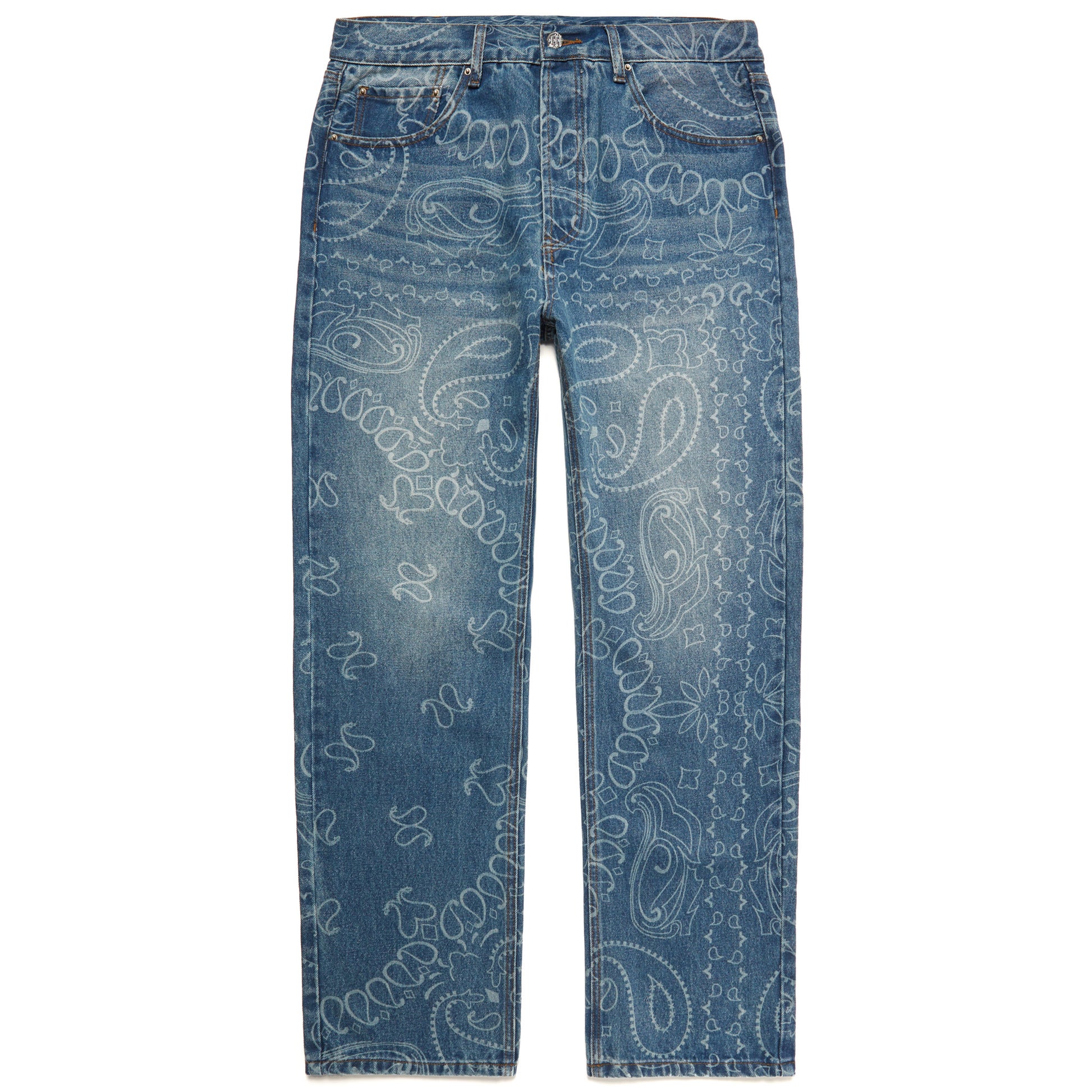 LASER ENGRAVED PAISLEY DENIM PANTS by MENACE