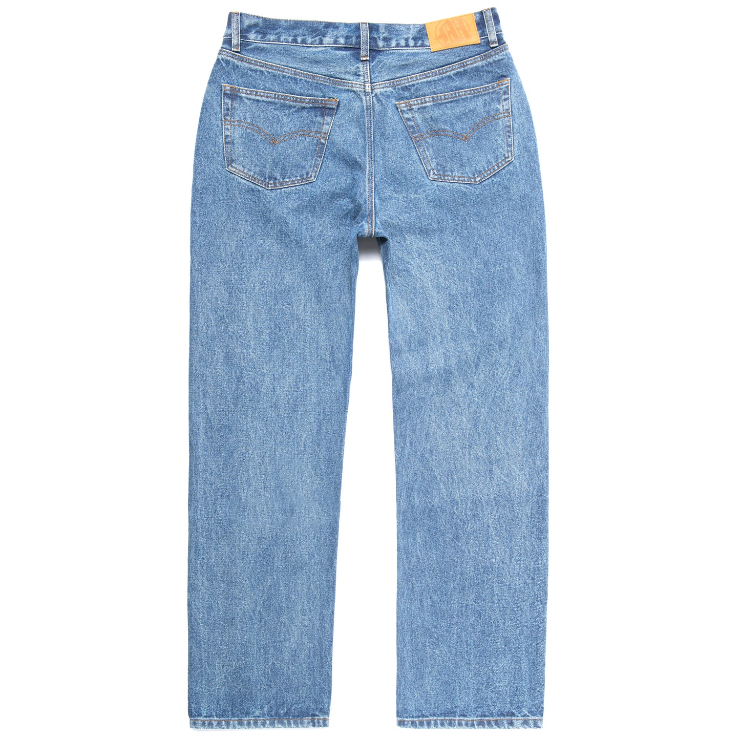 EMBOSSED TARGET LOGO DENIM PANTS by MENACE