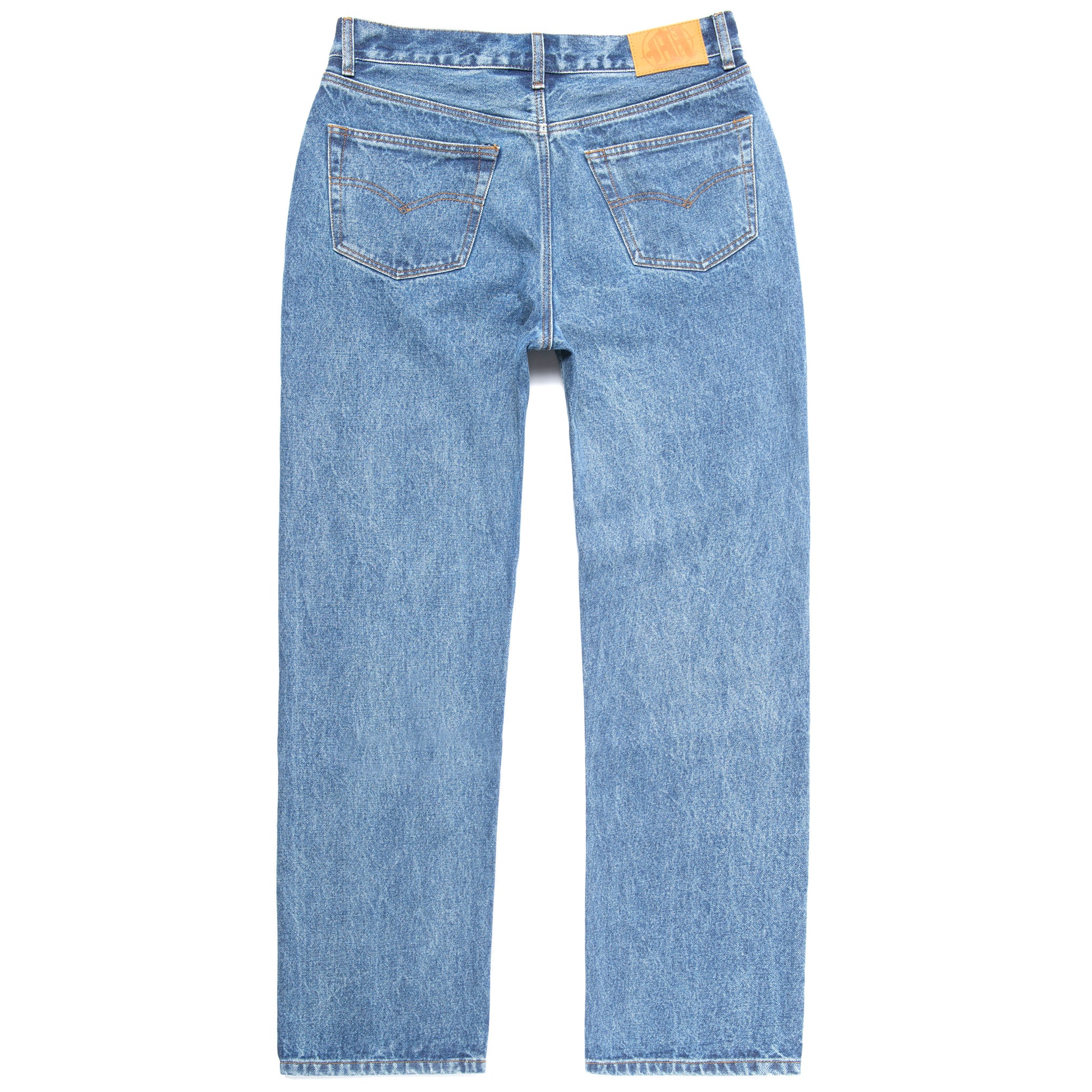 EMBOSSED TARGET LOGO DENIM PANTS by MENACE