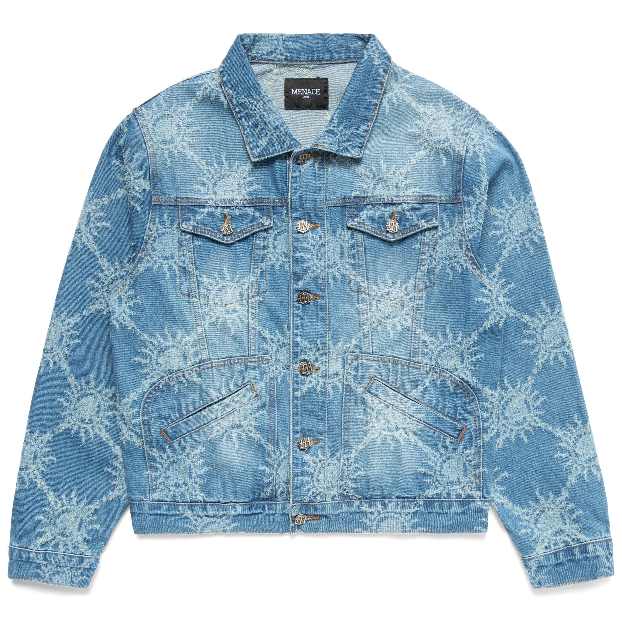 DISTRESSED MONOGRAM DENIM JACKET – MENACE