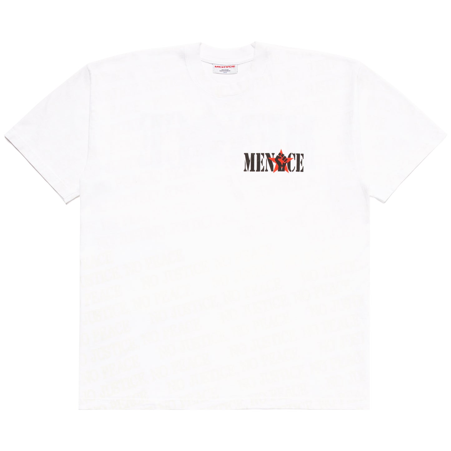NO JUSTICE NO PEACE UV REACTIVE PRINT T-SHIRT by MENACE