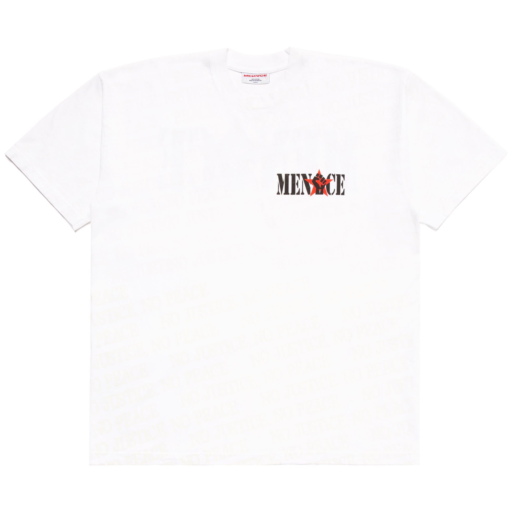 NO JUSTICE NO PEACE UV REACTIVE PRINT T-SHIRT by MENACE