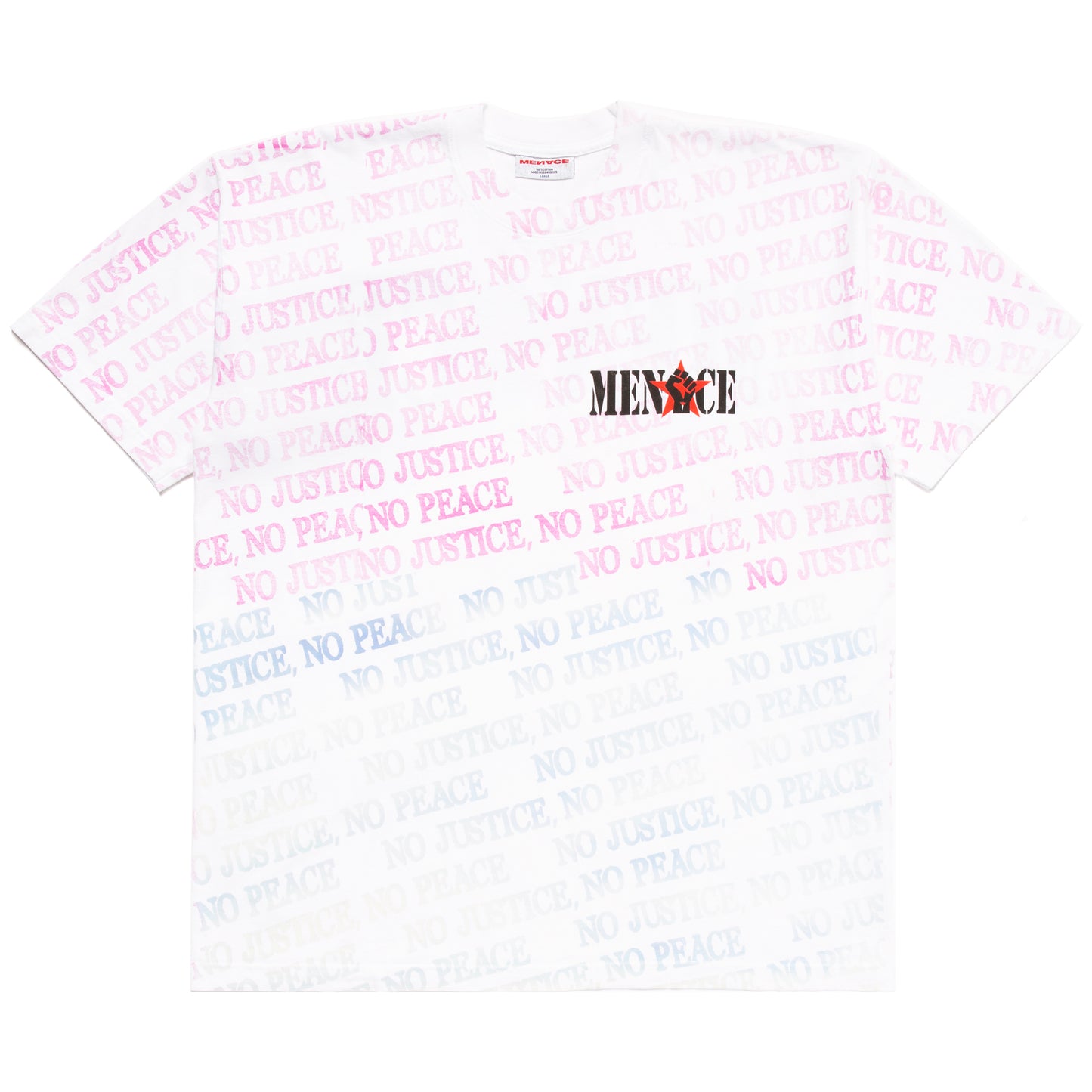 NO JUSTICE NO PEACE UV REACTIVE PRINT T-SHIRT by MENACE