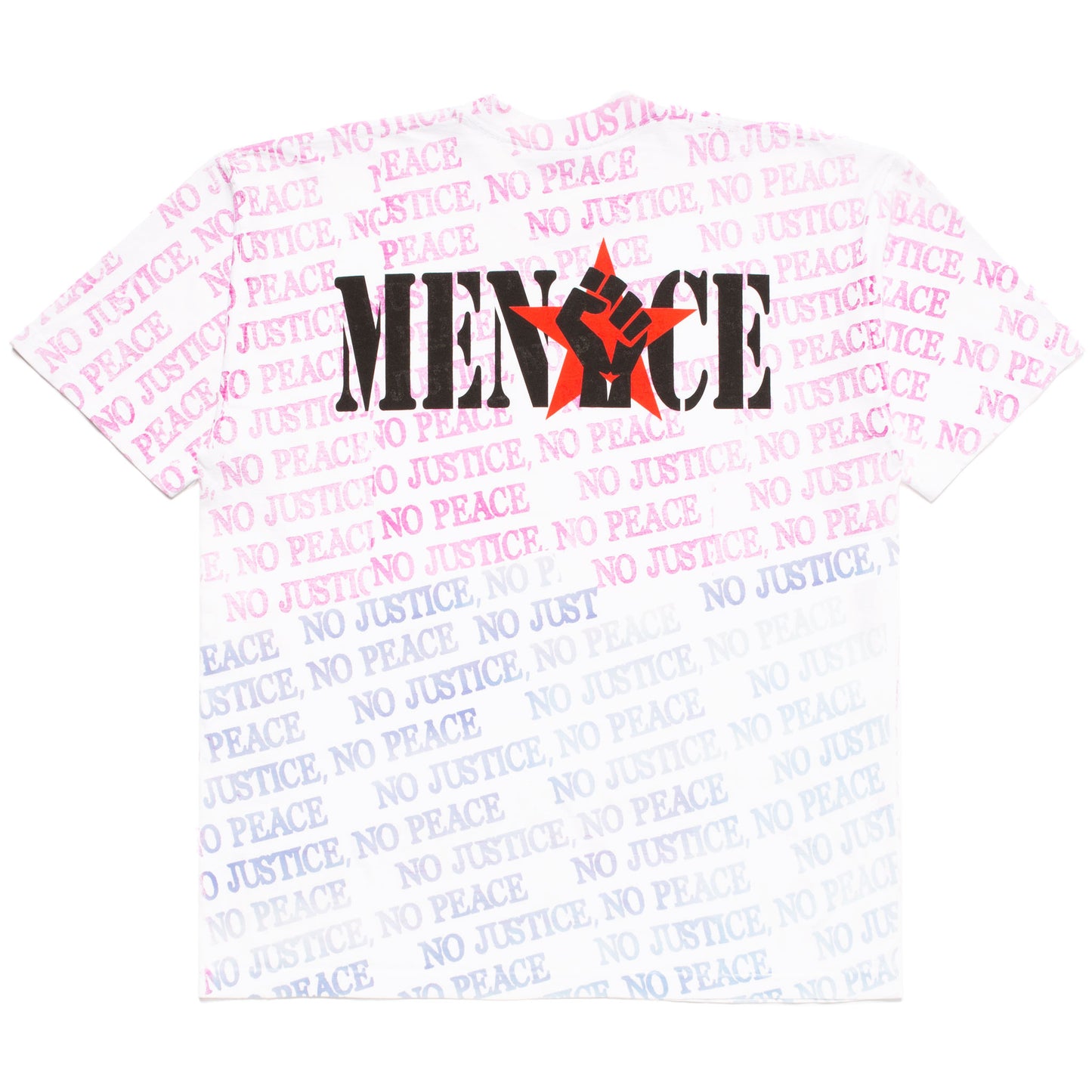 NO JUSTICE NO PEACE UV REACTIVE PRINT T-SHIRT by MENACE