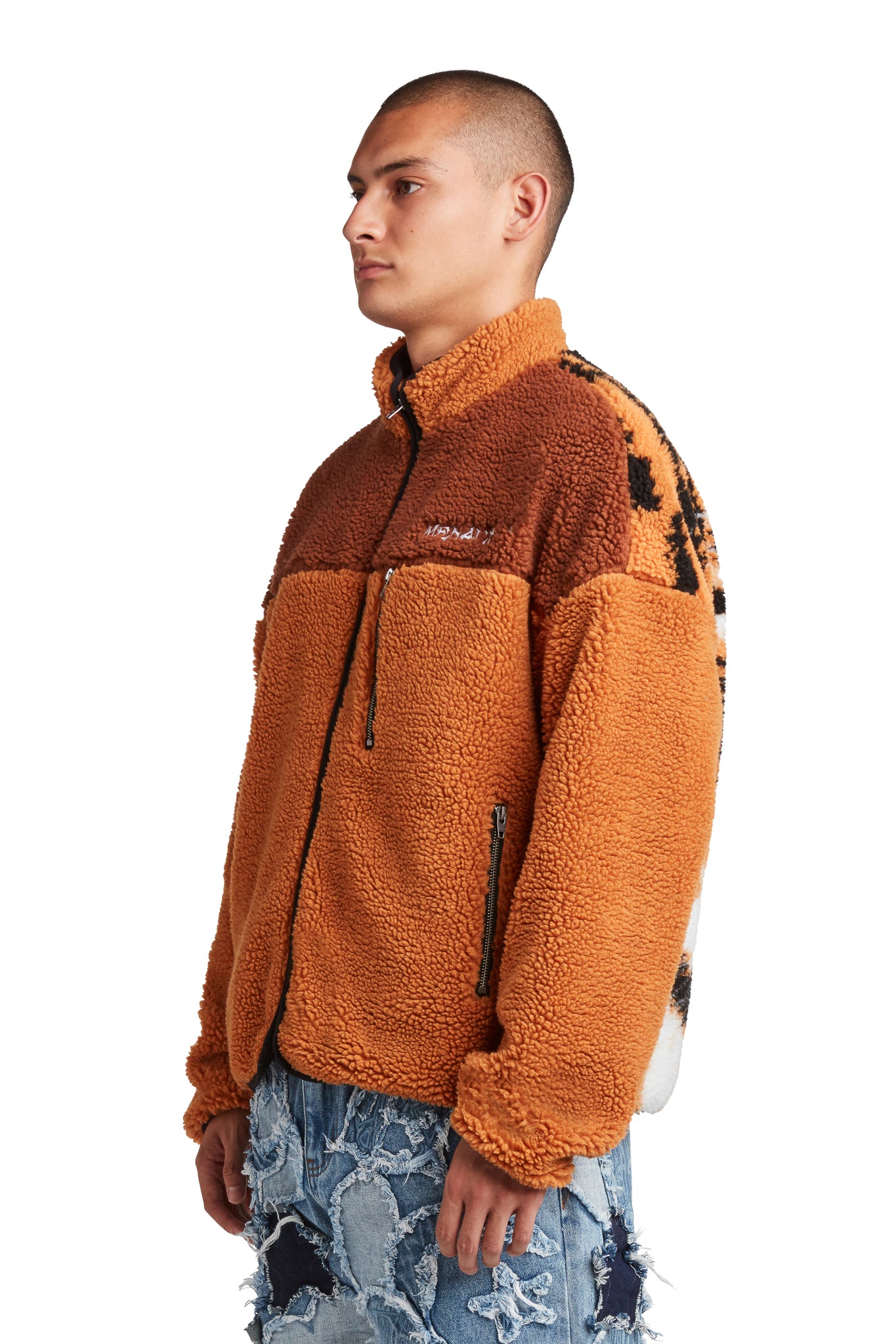 TIGER SHERPA FLEECE ZIP-UP JACKET