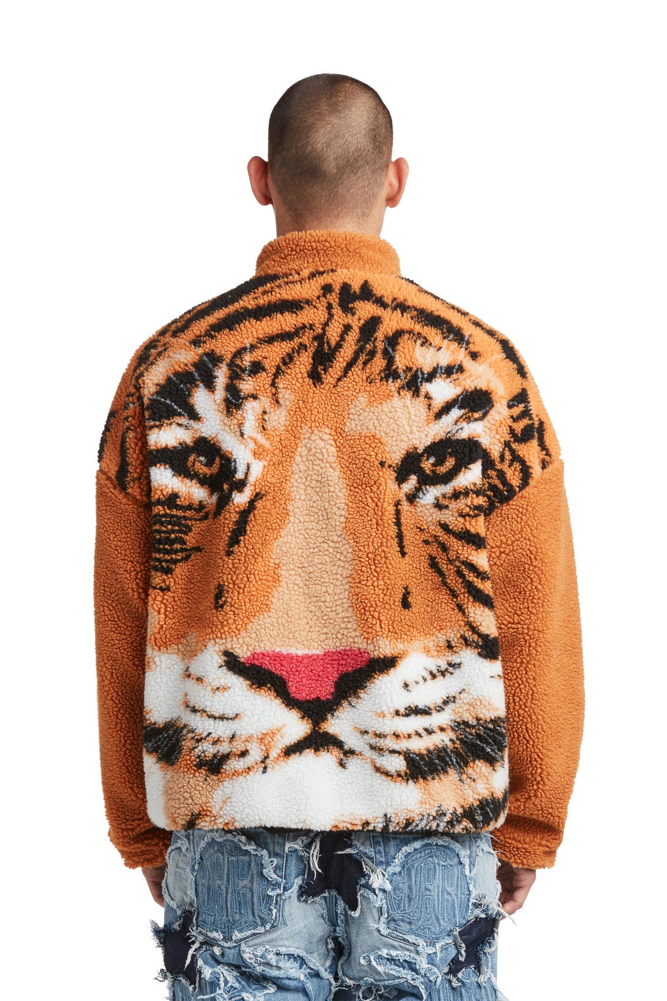 TIGER SHERPA FLEECE ZIP-UP JACKET