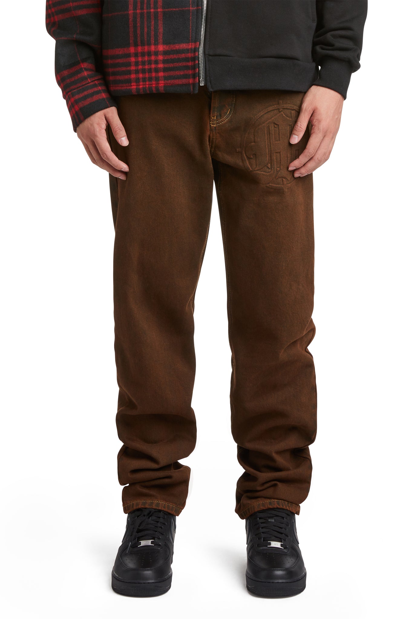 EMBOSSED TARGET LOGO DENIM PANTS