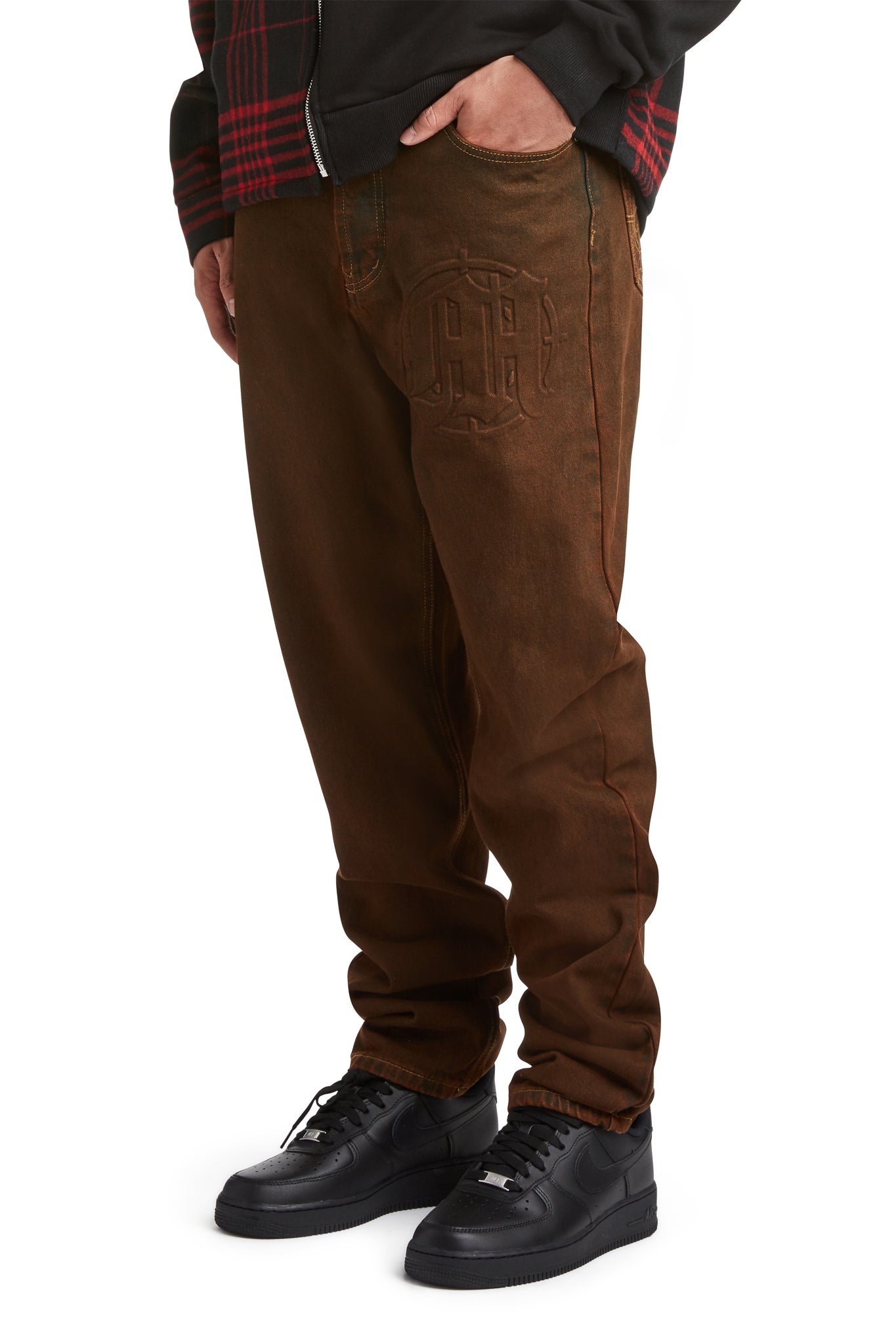 EMBOSSED TARGET LOGO DENIM PANTS