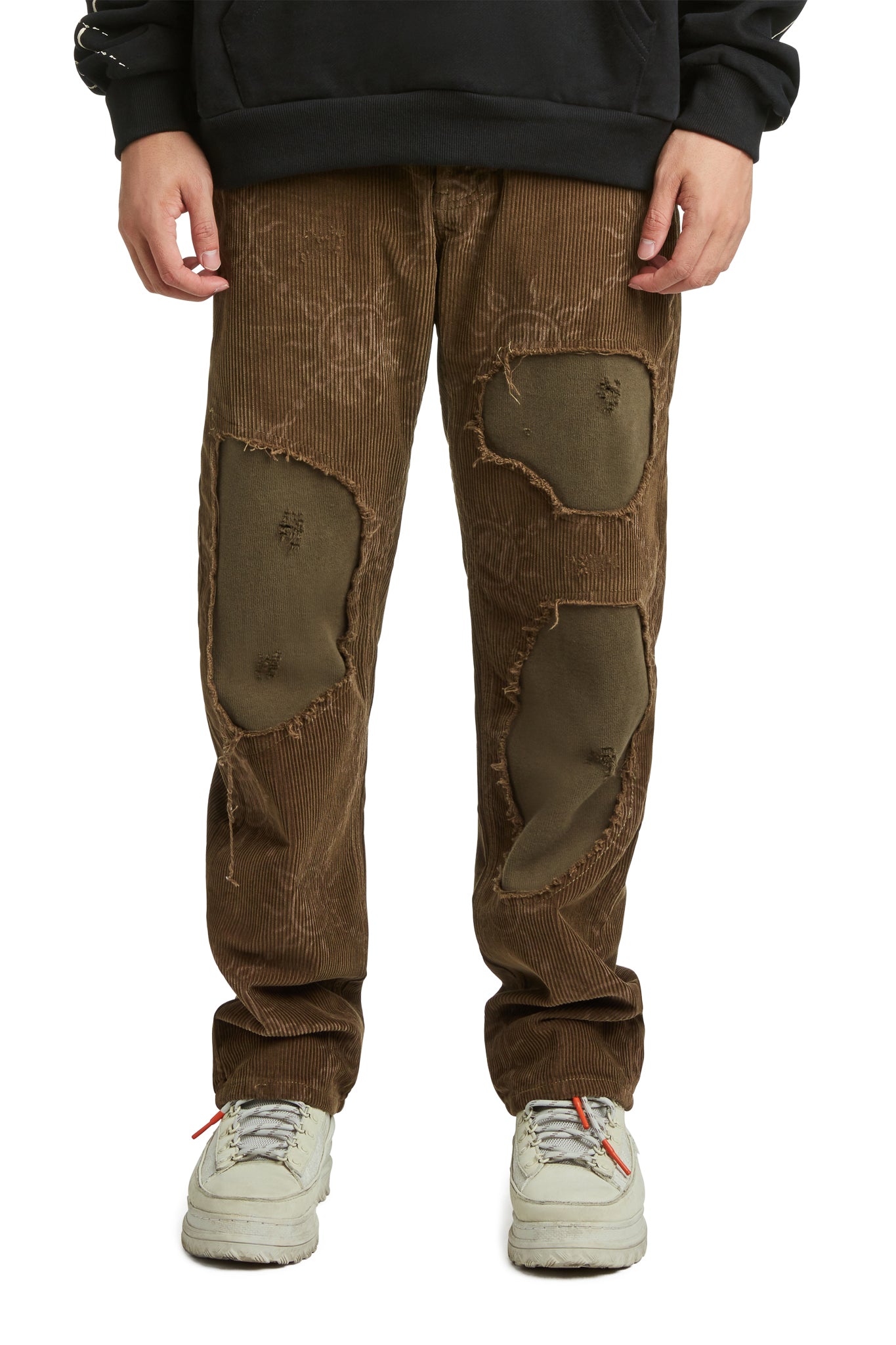 MONOGRAM CORDUROY DISTRESSED PANTS