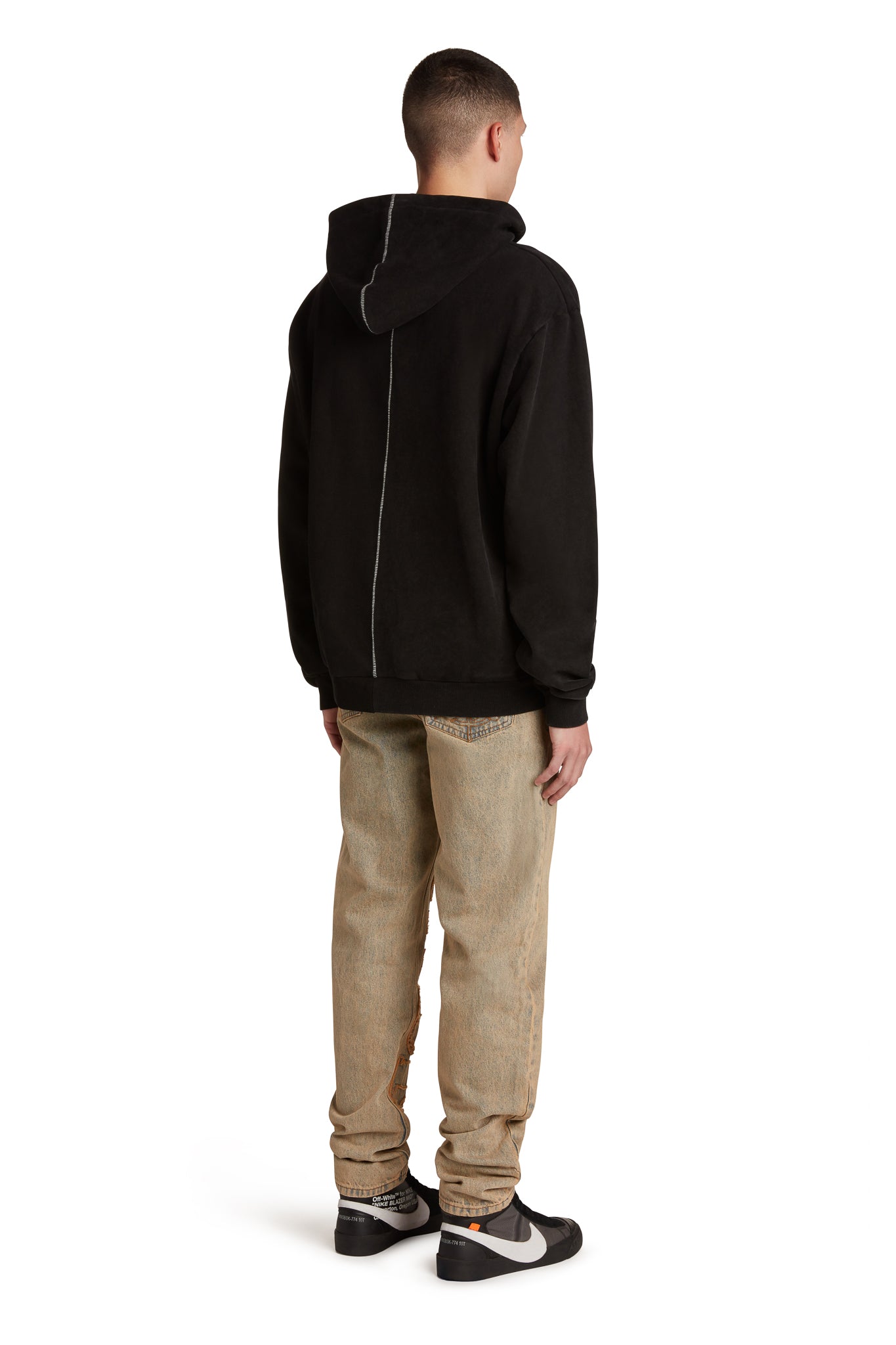 DISTRESSED STENCIL DENIM PANTS